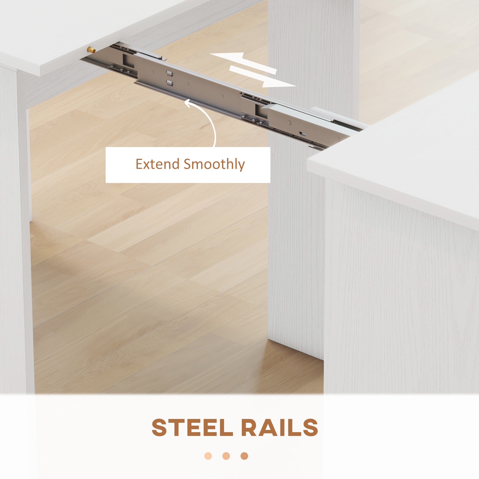 Extendable Dining Table 23.6"-70.9" for 6-8, White, Small Spaces-DECOROLALA