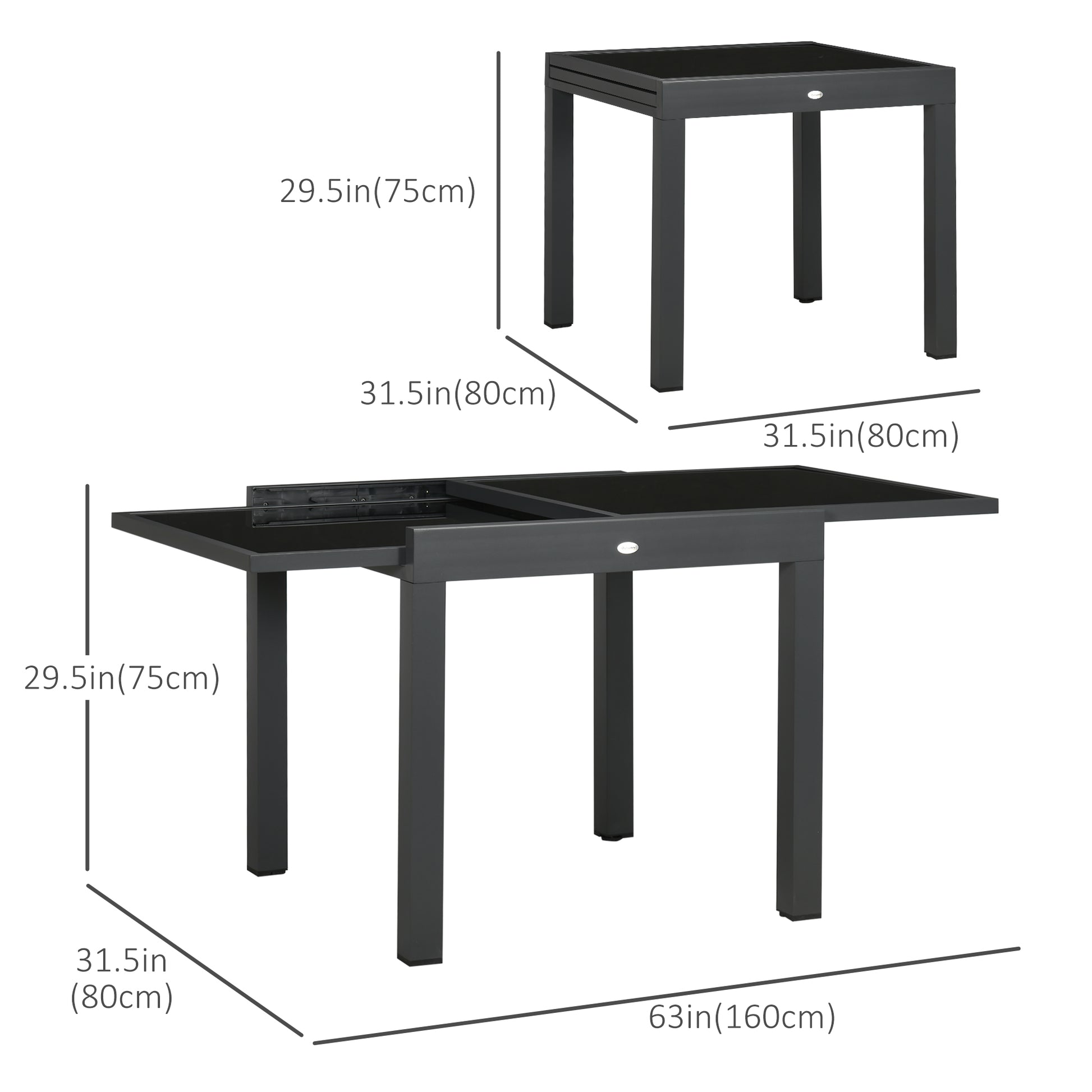 Extendable Dining Table 31.5"-63" Black-DECOROLALA