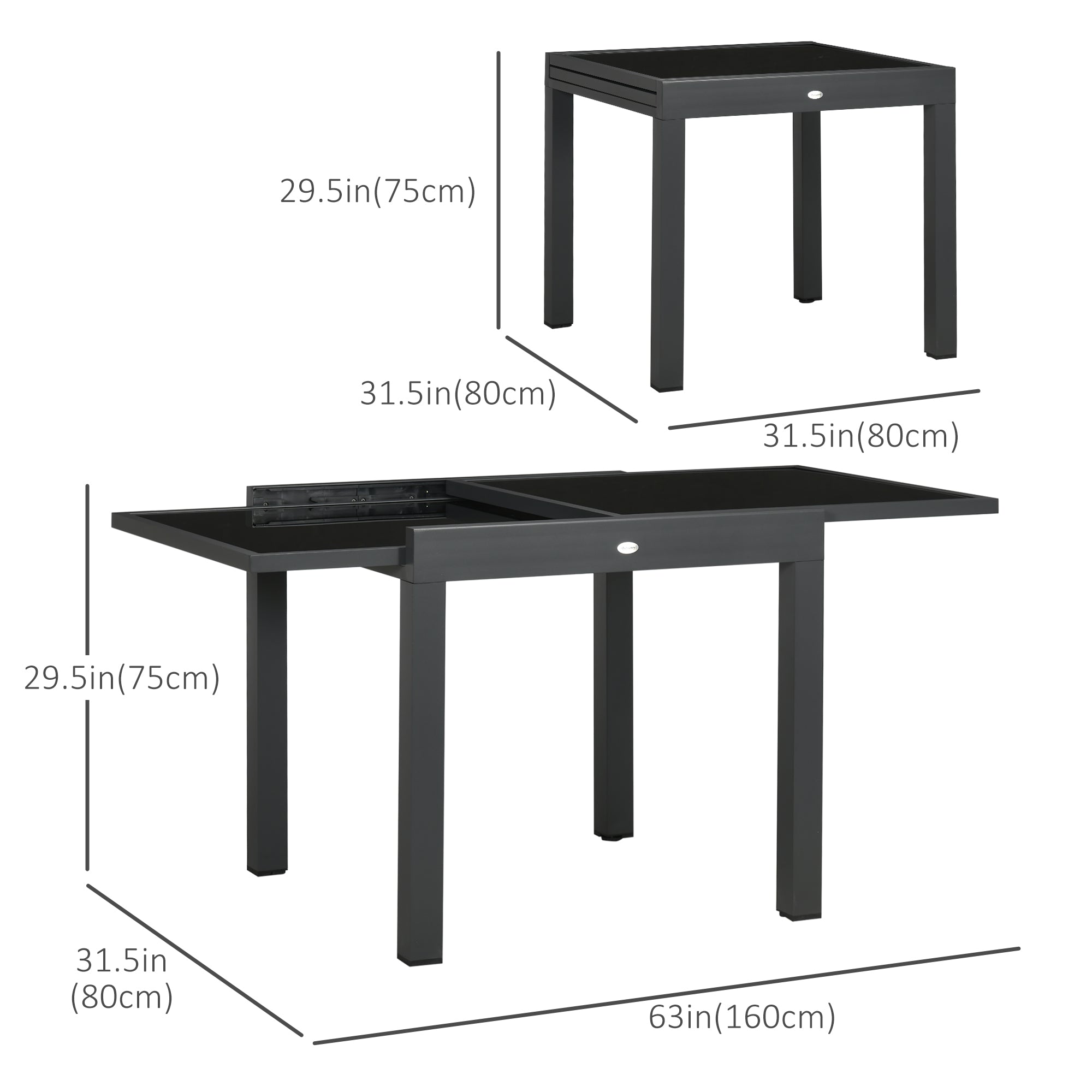 Extendable Dining Table 31.5"-63" Black-DECOROLALA