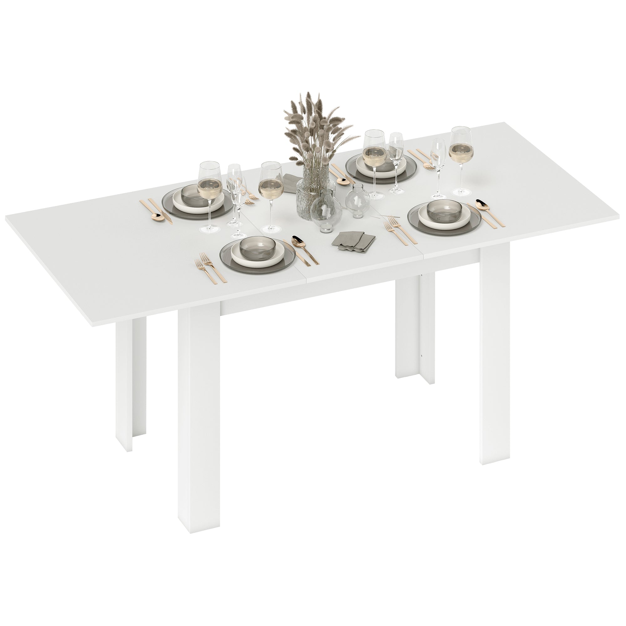 Extendable Dining Table 55.1x31.5 in, Oak Tone, Kitchen, 6-8 Guests-DECOROLALA