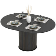 Extendable Dining Table - Black Wood Grain Pedestal Base-DECOROLALA