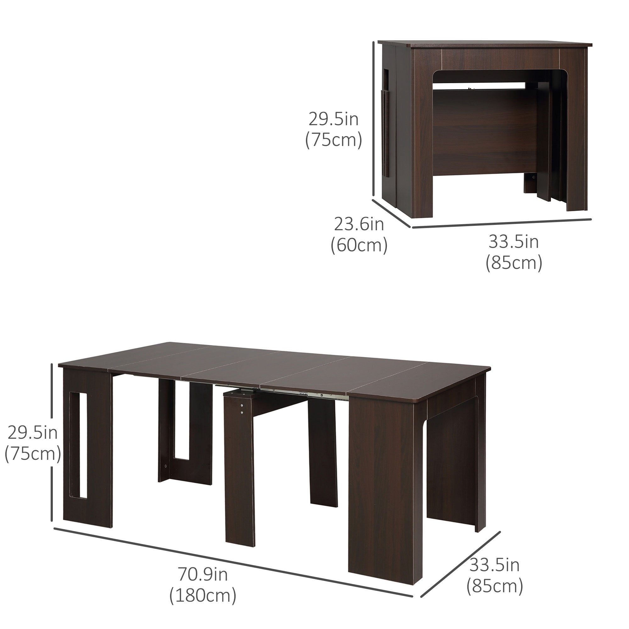 Extendable Dining Table Dark Brown - Seats 6-DECOROLALA