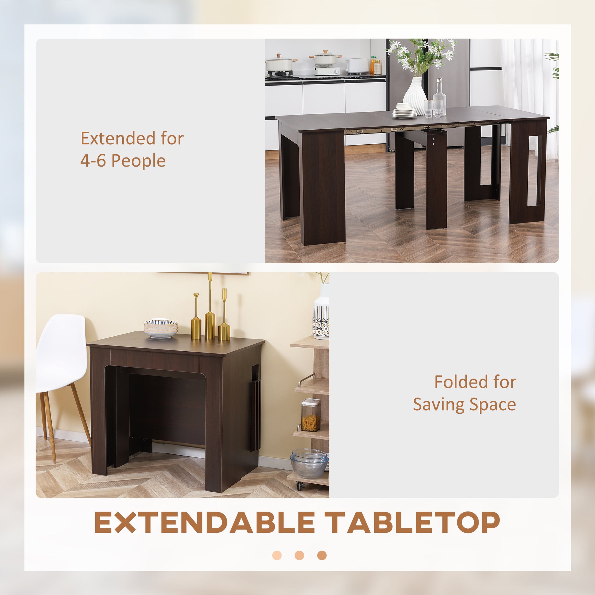 Extendable Dining Table Dark Brown - Seats 6-DECOROLALA