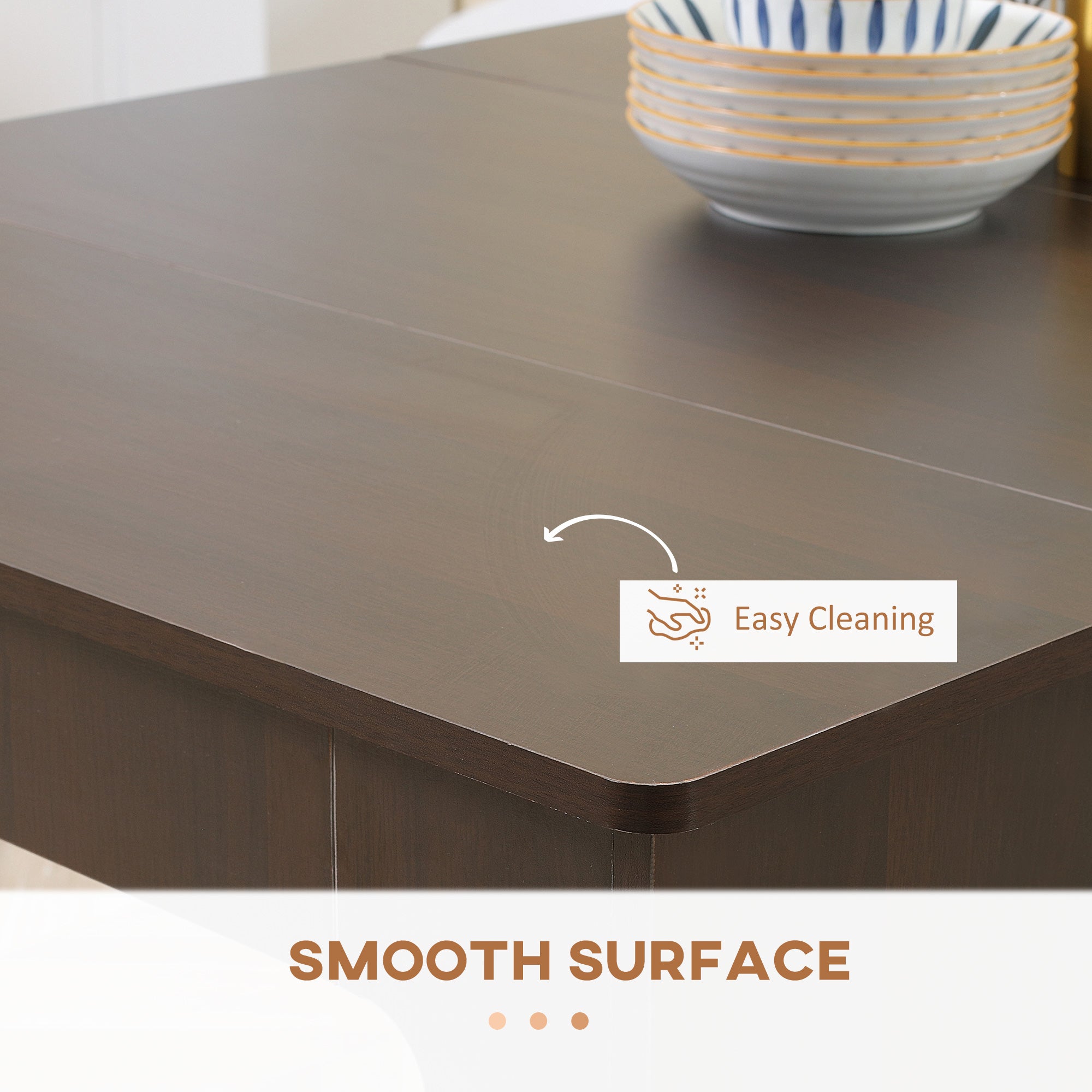Extendable Dining Table Dark Brown - Seats 6-DECOROLALA