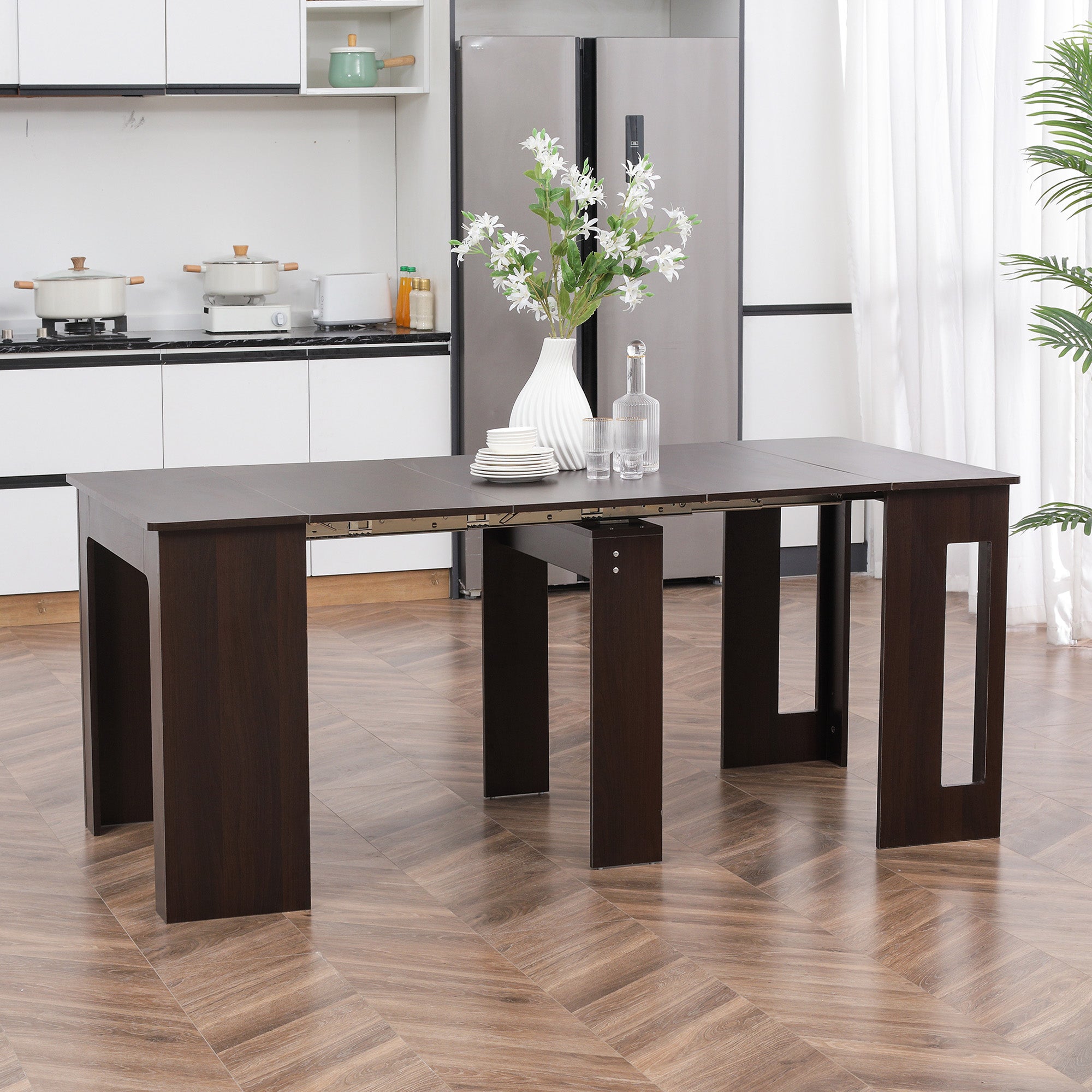 Extendable Dining Table Dark Brown - Seats 6-DECOROLALA
