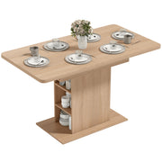 Extendable Dining Table - Natural Wood, 4-6 Seats, 6 Shelves, 43.3"-51.2" Expandable-DECOROLALA