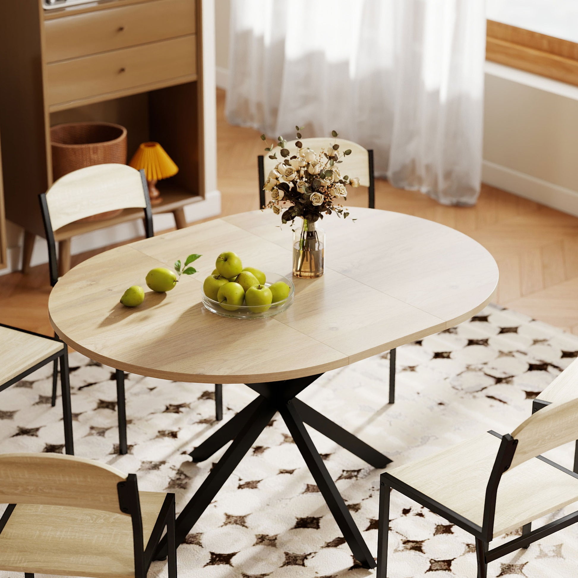 Extendable Dining Table - Natural Wood Industrial 53"-DECOROLALA