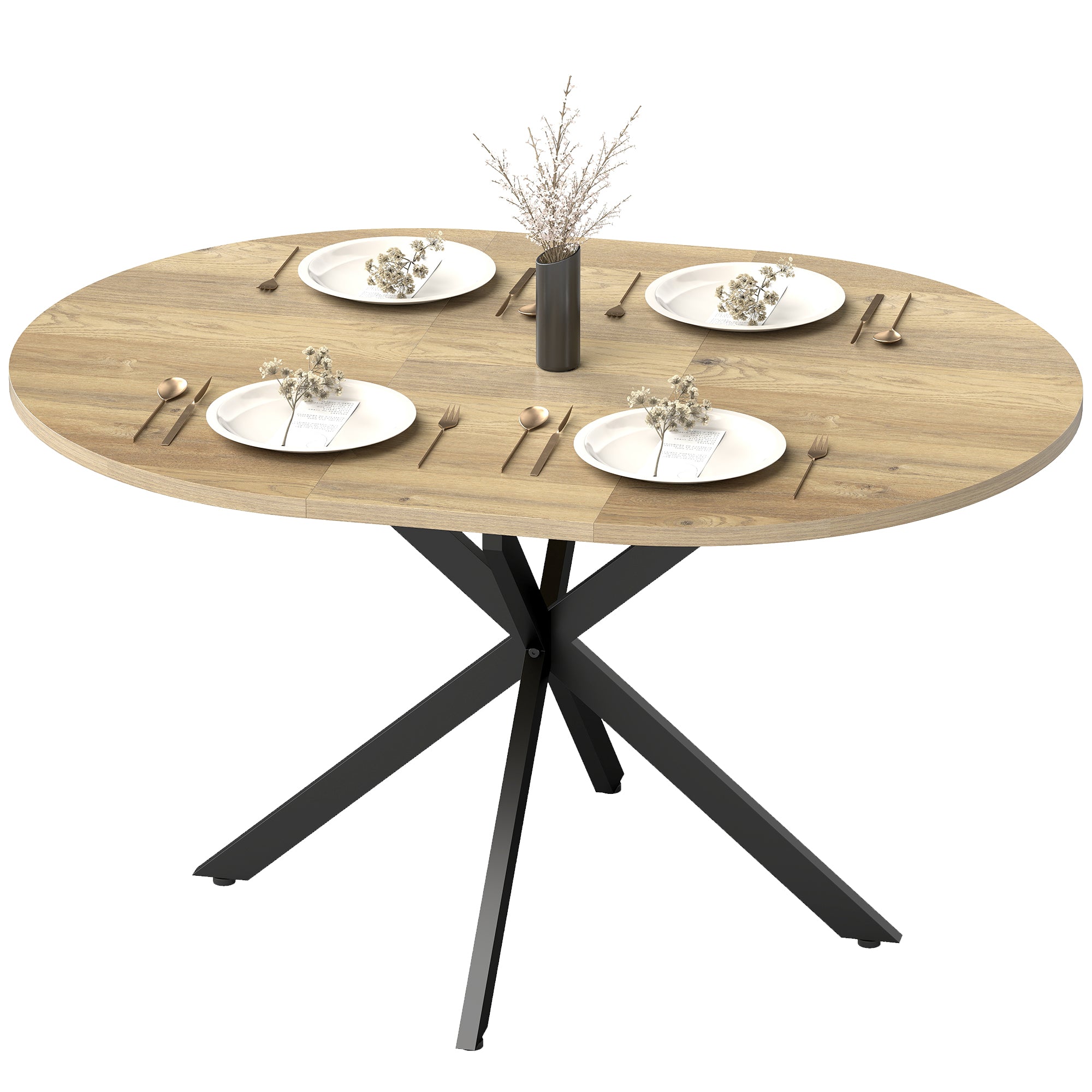 Extendable Dining Table - Natural Wood Industrial 53"-DECOROLALA