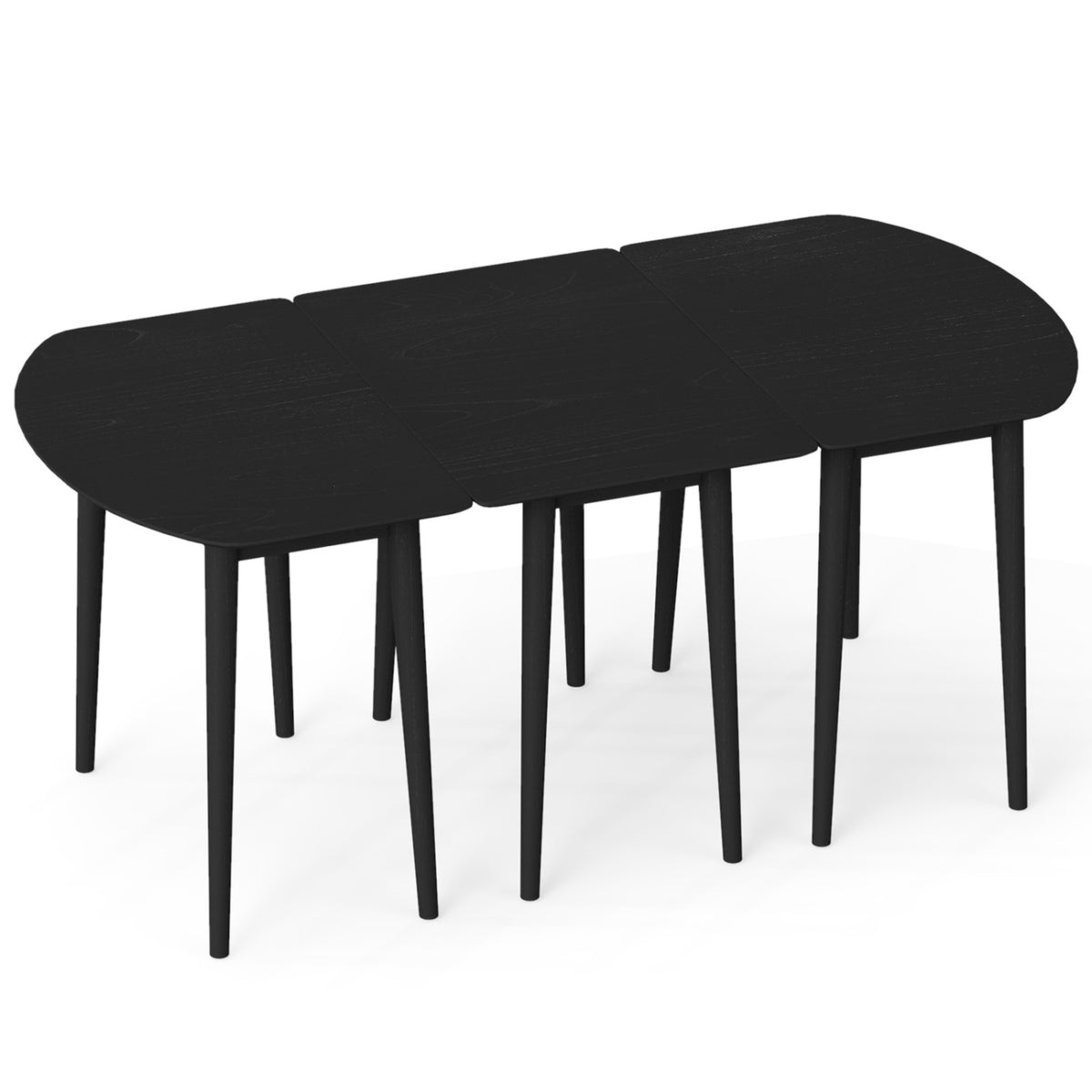 Extendable Dining Table Set with 2 Half-Round and 1 Rectangular Tables-Black-Dining Tables-DECOROLALA