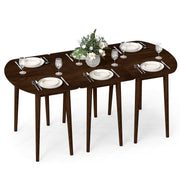 Extendable Dining Table Set with 2 Half-Round and 1 Rectangular Tables-Walnut-Dining Tables-DECOROLALA
