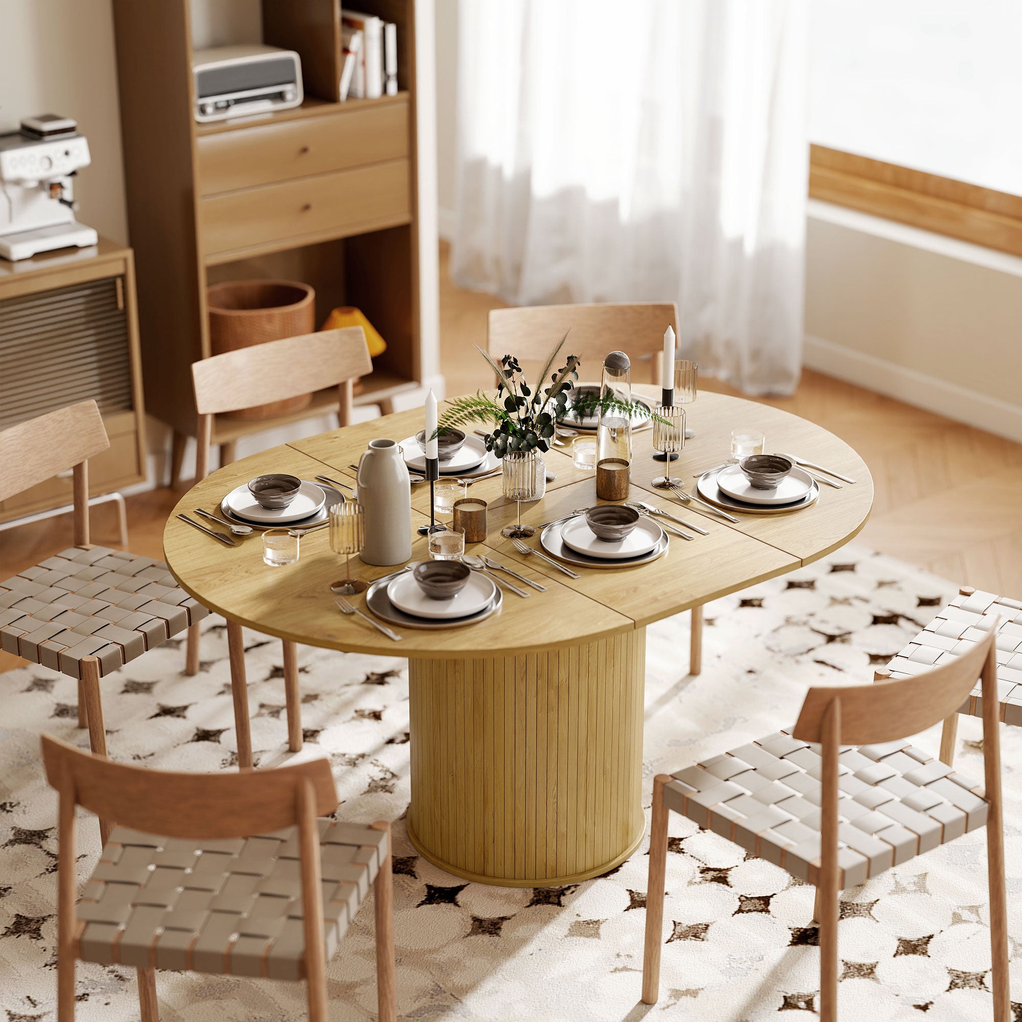 Extendable Farmhouse Dining Table - Natural Wood 43"-59"-DECOROLALA