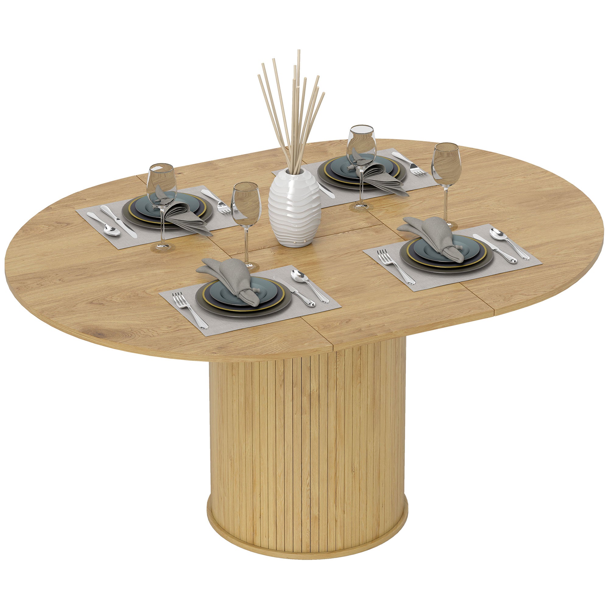 Extendable Farmhouse Dining Table - Natural Wood 43"-59"-DECOROLALA