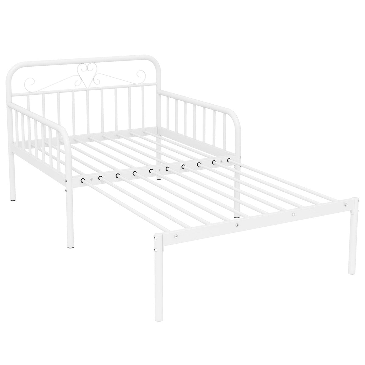 Extendable Metal Daybed to Twin Size Bed with Guardrails and Armrests-Trundle Bed Frame-DECOROLALA