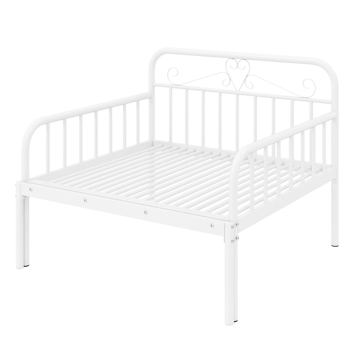 Extendable Metal Daybed to Twin Size Bed with Guardrails and Armrests-Trundle Bed Frame-DECOROLALA