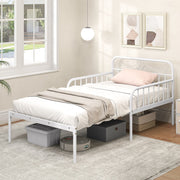 Extendable Metal Daybed to Twin Size Bed with Guardrails and Armrests-Trundle Bed Frame-DECOROLALA