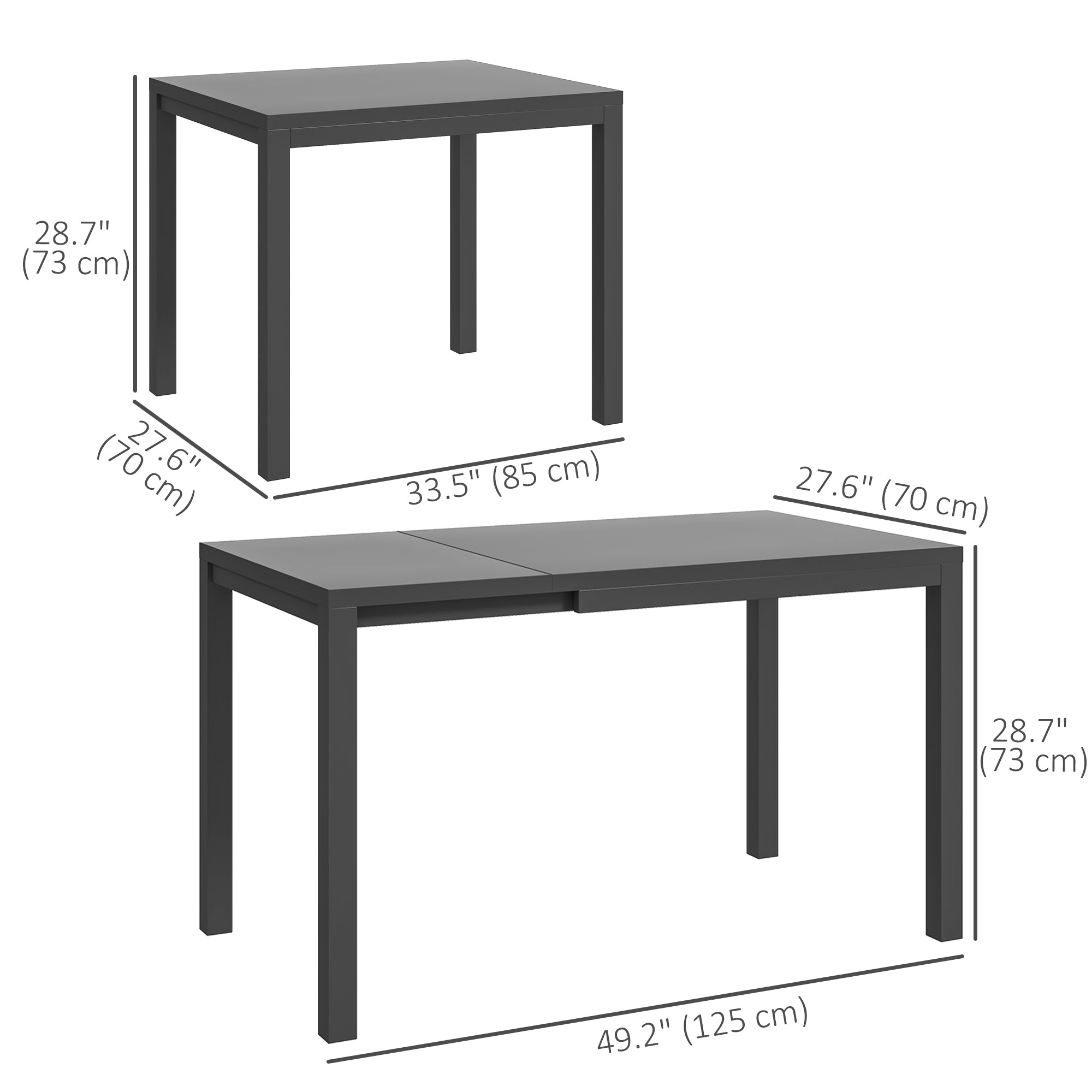 Extendable Patio Dining Table 33.5"-49.2" Dark Grey-DECOROLALA