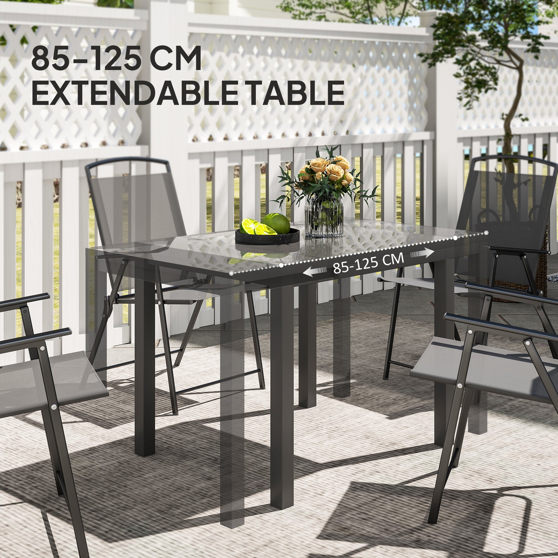 Extendable Patio Dining Table 33.5"-49.2" Dark Grey-DECOROLALA
