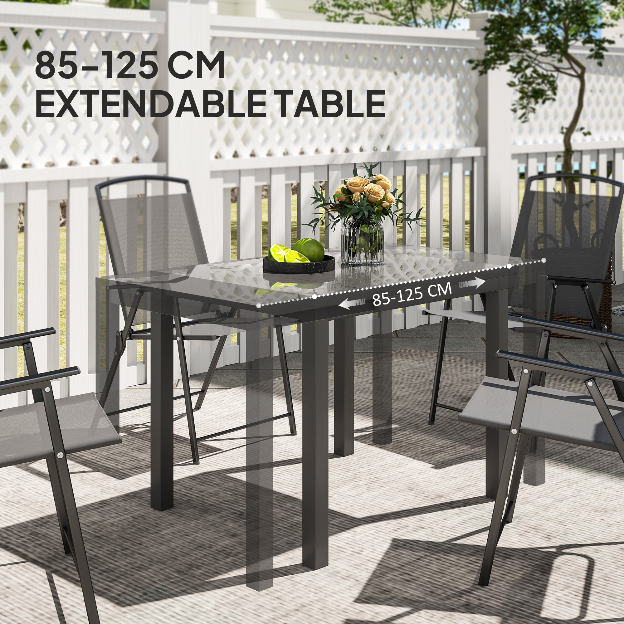 Extendable Patio Dining Table 33.5"-49.2" Dark Grey-DECOROLALA
