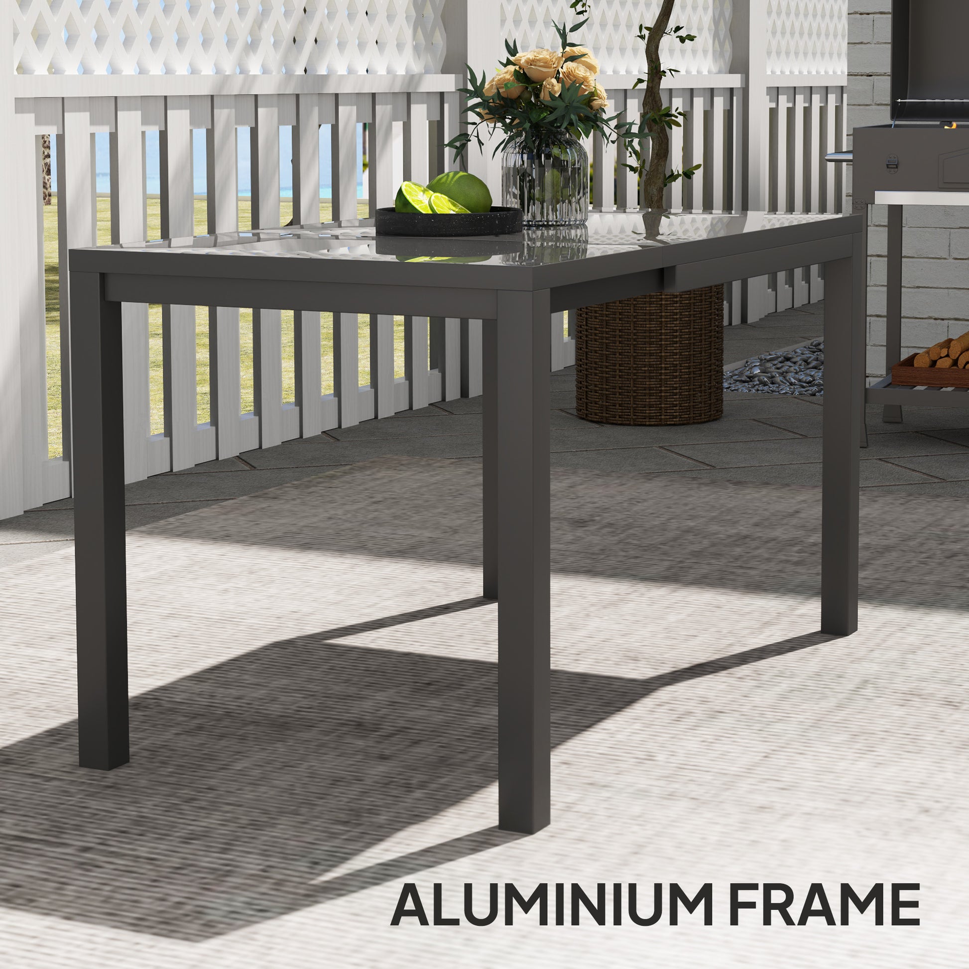 Extendable Patio Dining Table 33.5"-49.2" Dark Grey-DECOROLALA