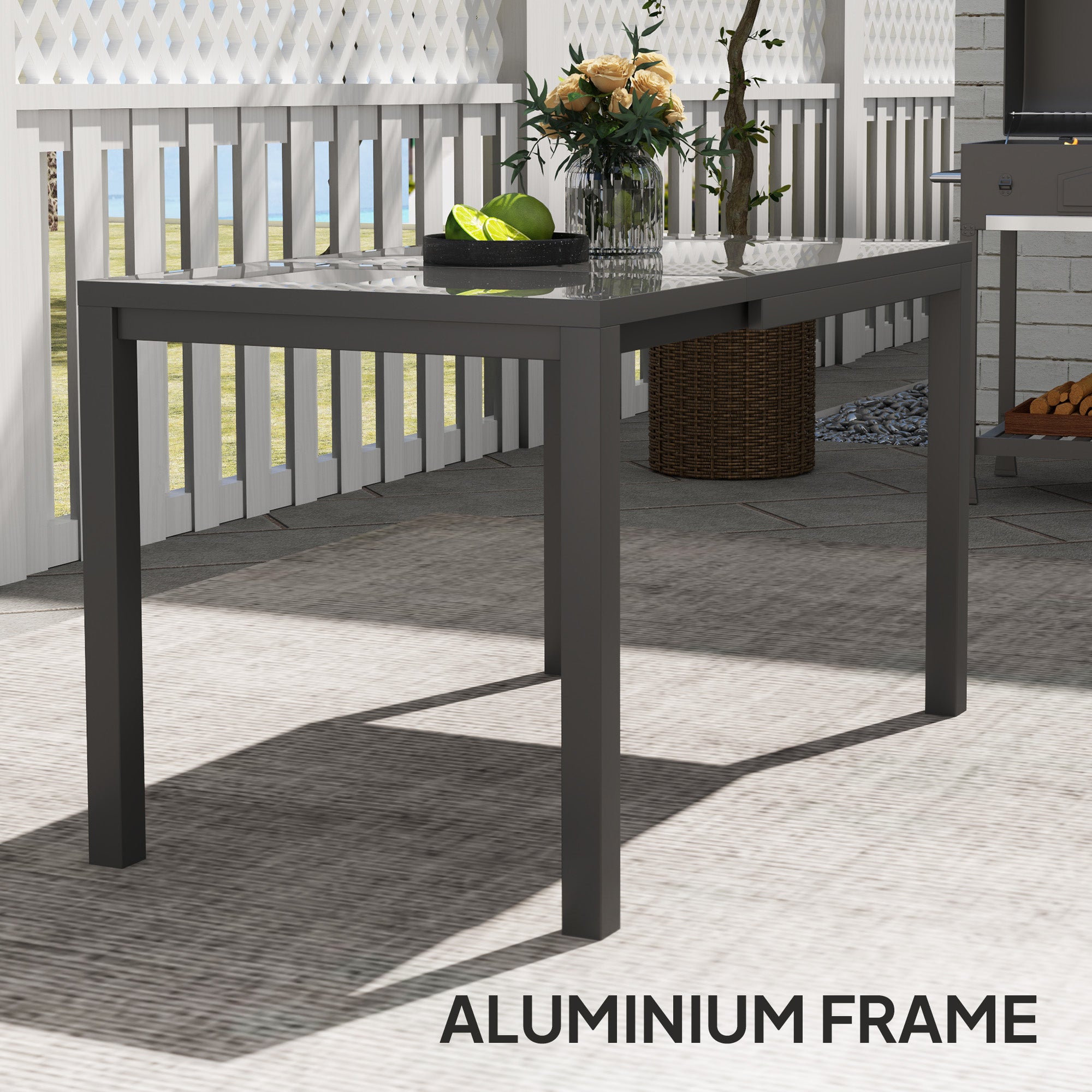 Extendable Patio Dining Table 33.5"-49.2" Dark Grey-DECOROLALA