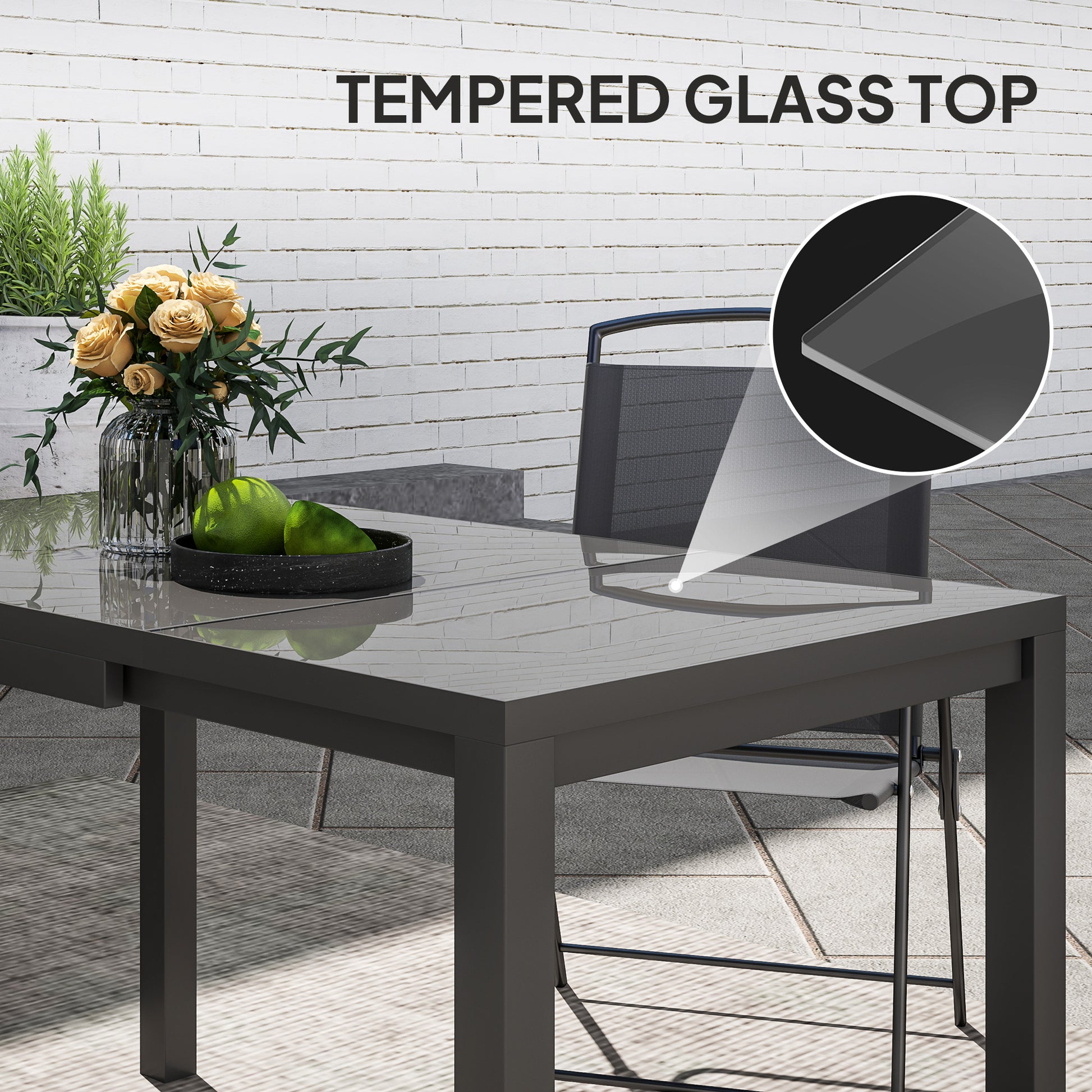 Extendable Patio Dining Table 33.5"-49.2" Dark Grey-DECOROLALA