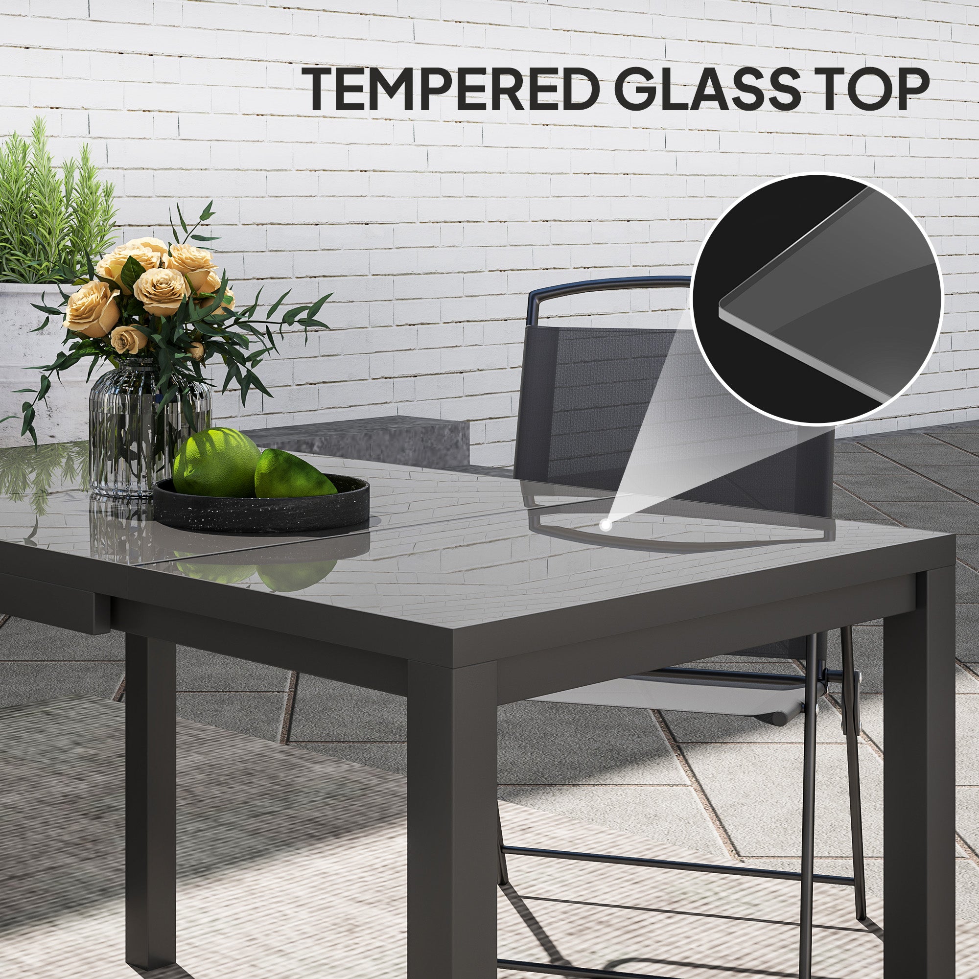 Extendable Patio Dining Table 33.5"-49.2" Dark Grey-DECOROLALA