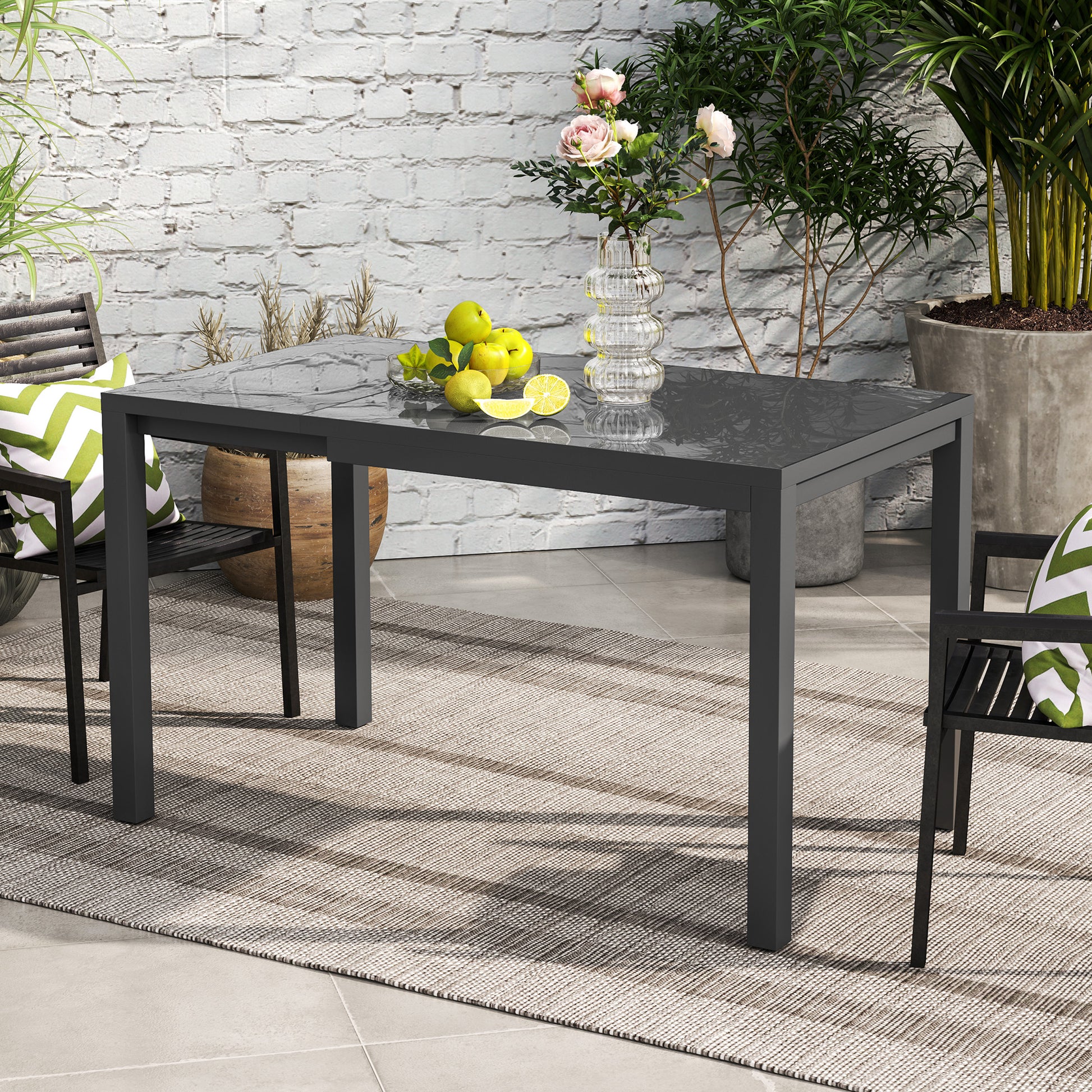 Extendable Patio Dining Table 33.5"-49.2" Dark Grey-DECOROLALA