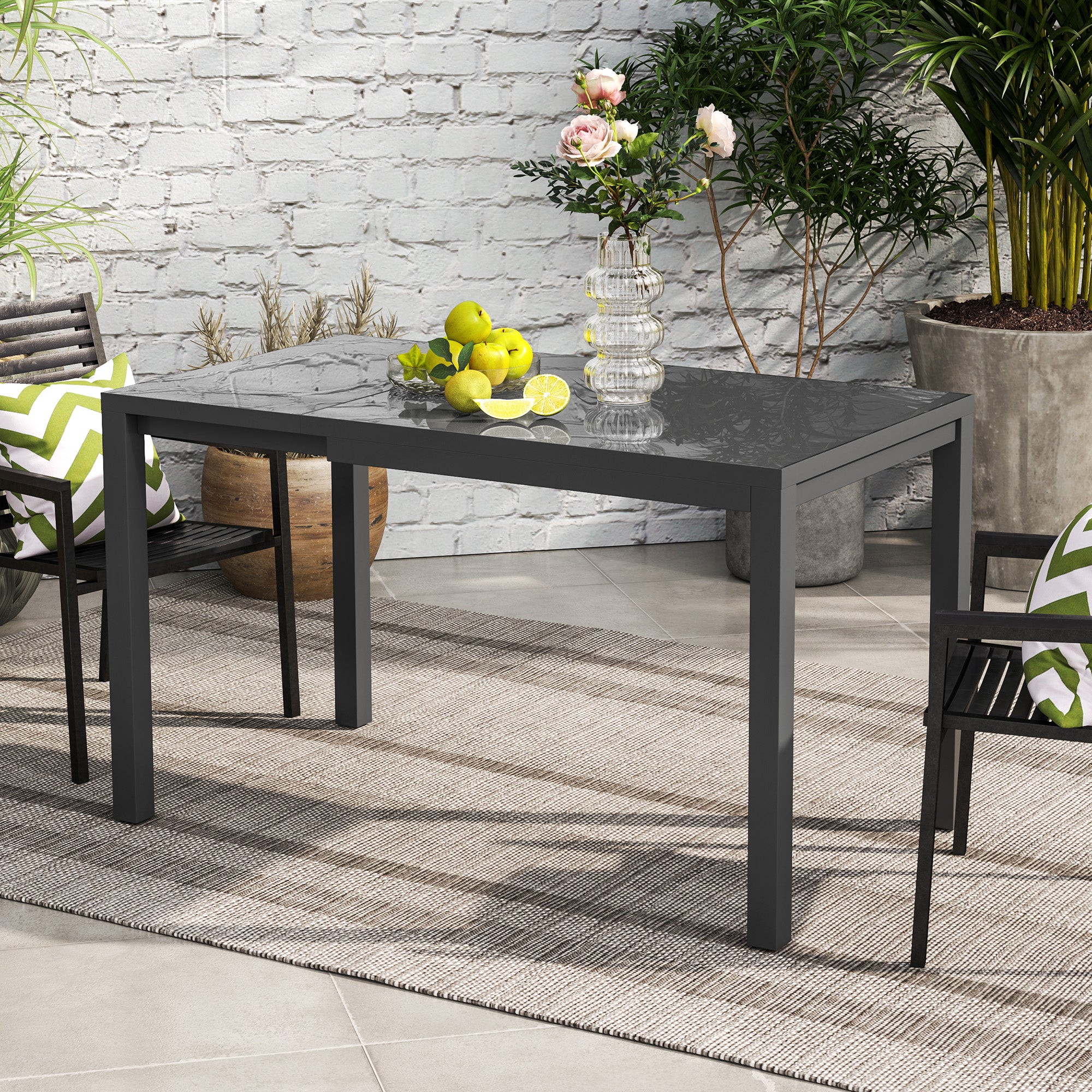 Extendable Patio Dining Table 33.5"-49.2" Dark Grey-DECOROLALA