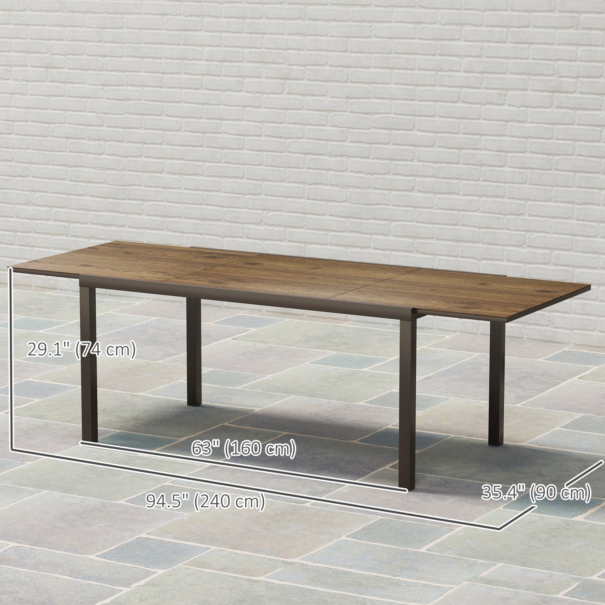 Extendable Patio Dining Table 63"-94.5" Brown-DECOROLALA