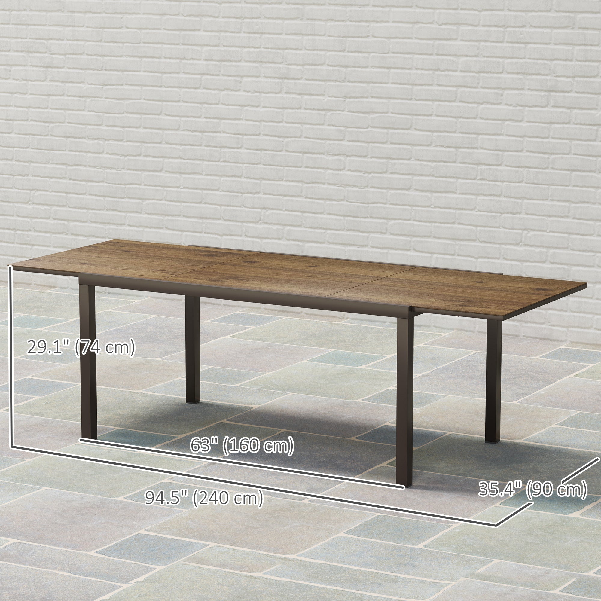 Extendable Patio Dining Table 63"-94.5" Brown-DECOROLALA