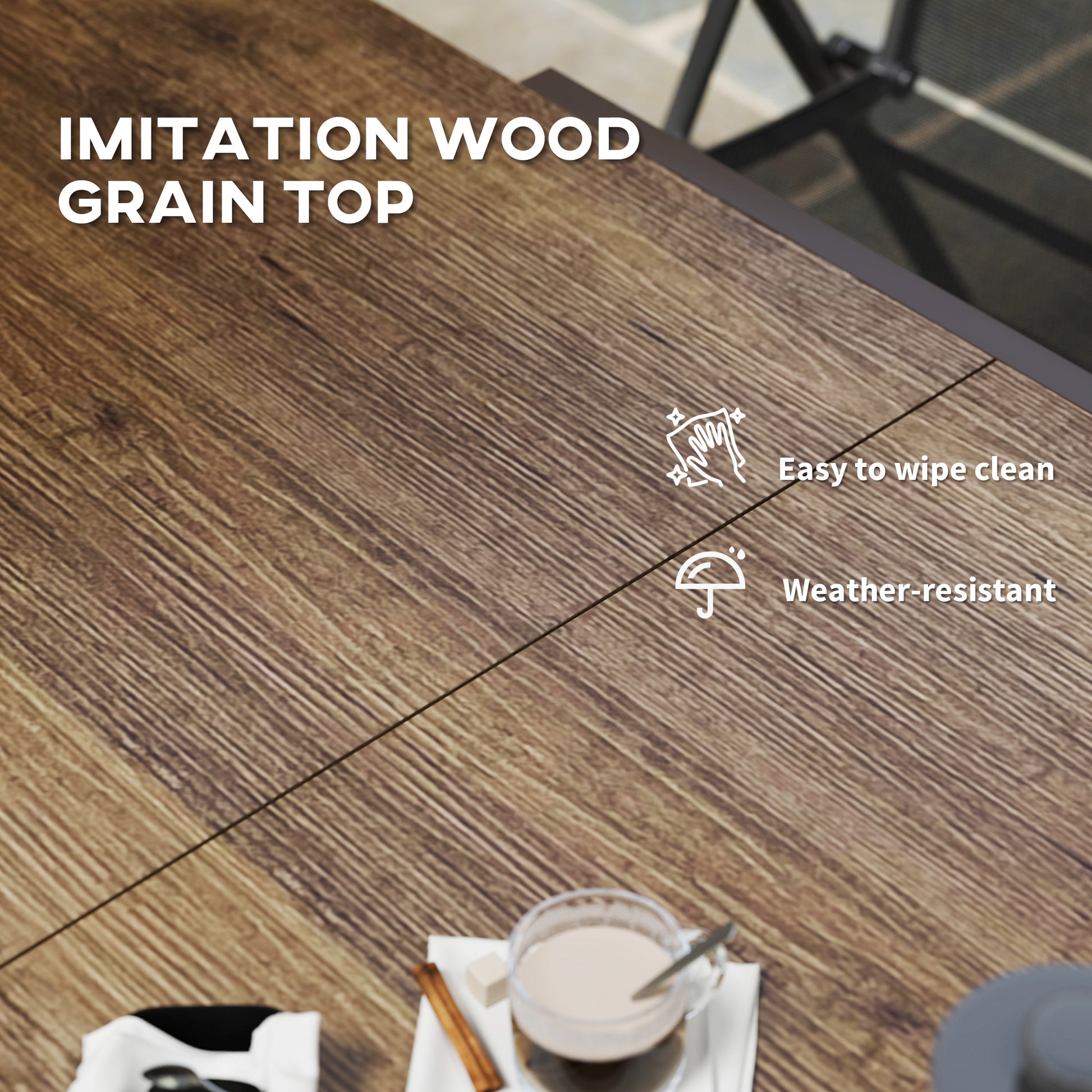 Extendable Patio Dining Table 63"-94.5" Brown-DECOROLALA