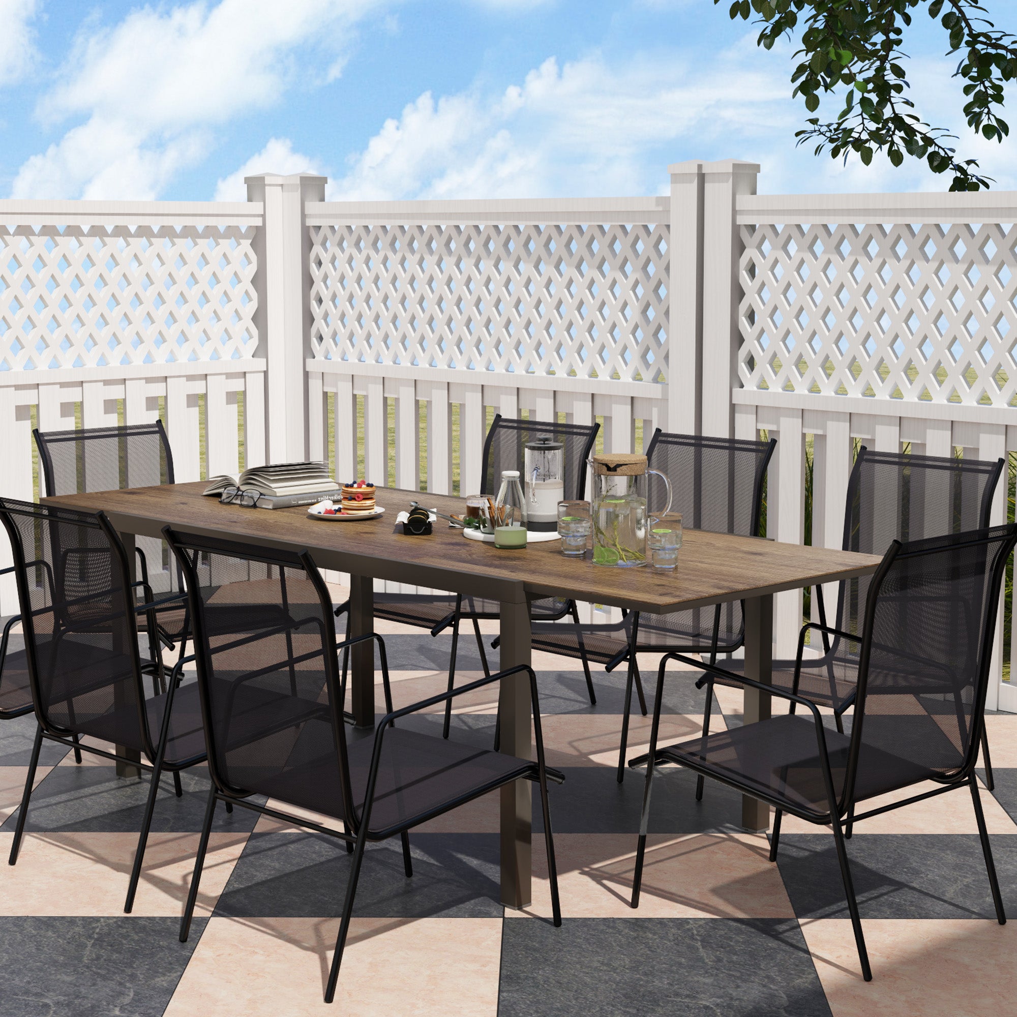 Extendable Patio Dining Table 63"-94.5" Brown-DECOROLALA