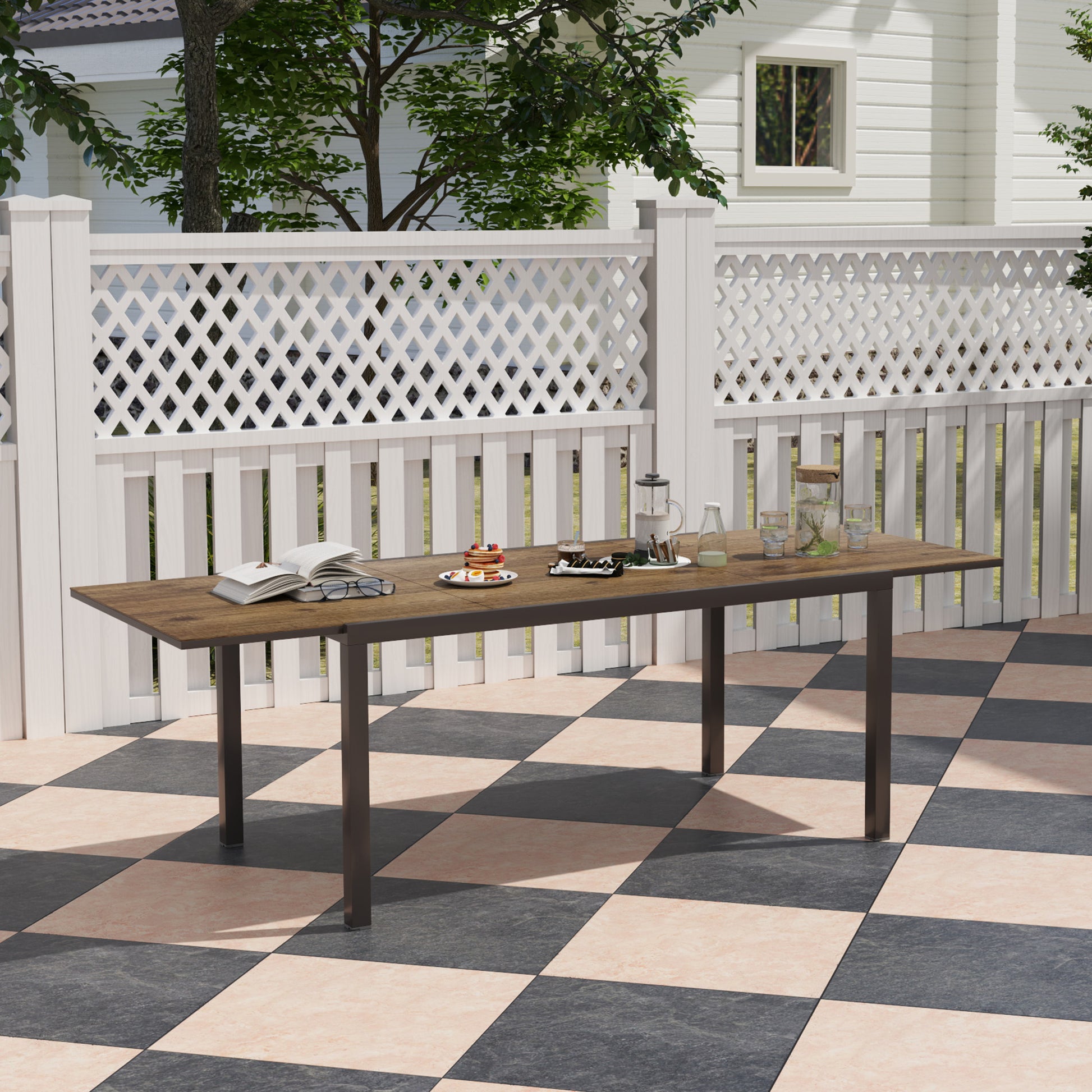 Extendable Patio Dining Table 63"-94.5" Brown-DECOROLALA