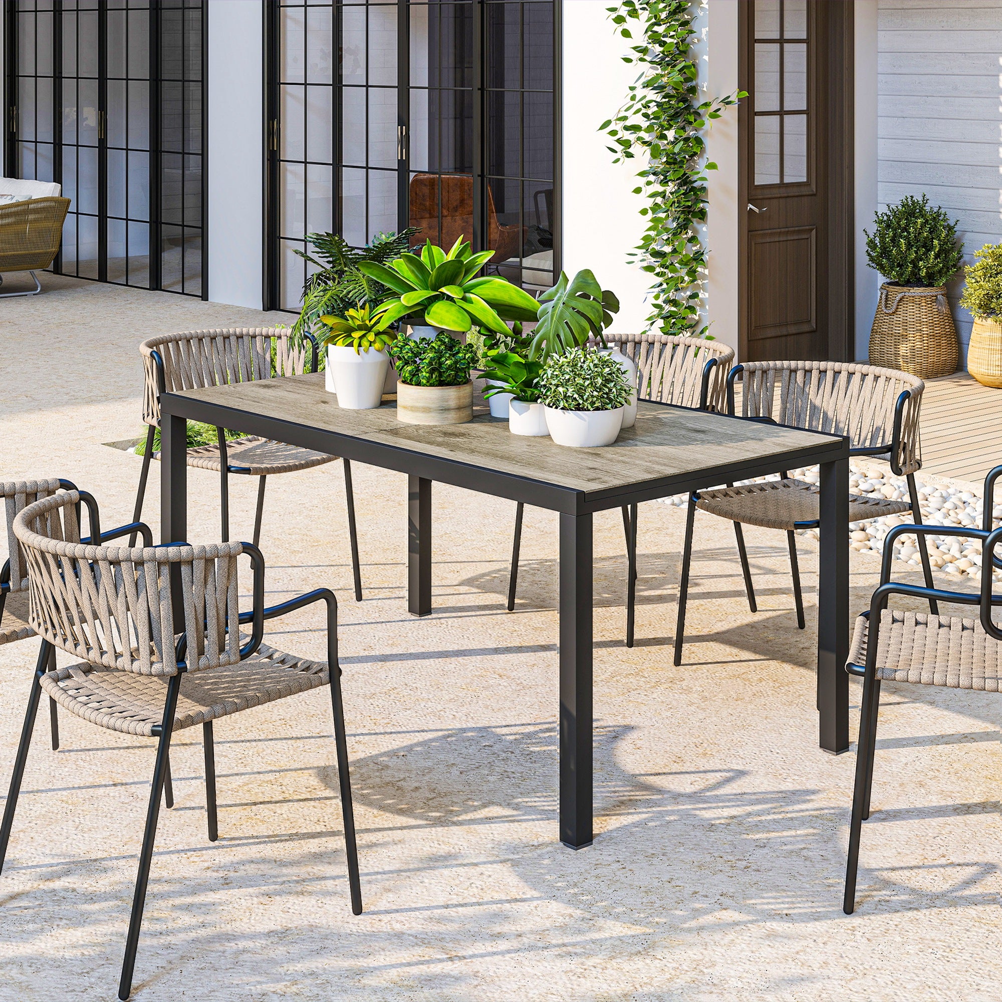 Extendable Patio Dining Table 63"-94.5" Grey-DECOROLALA