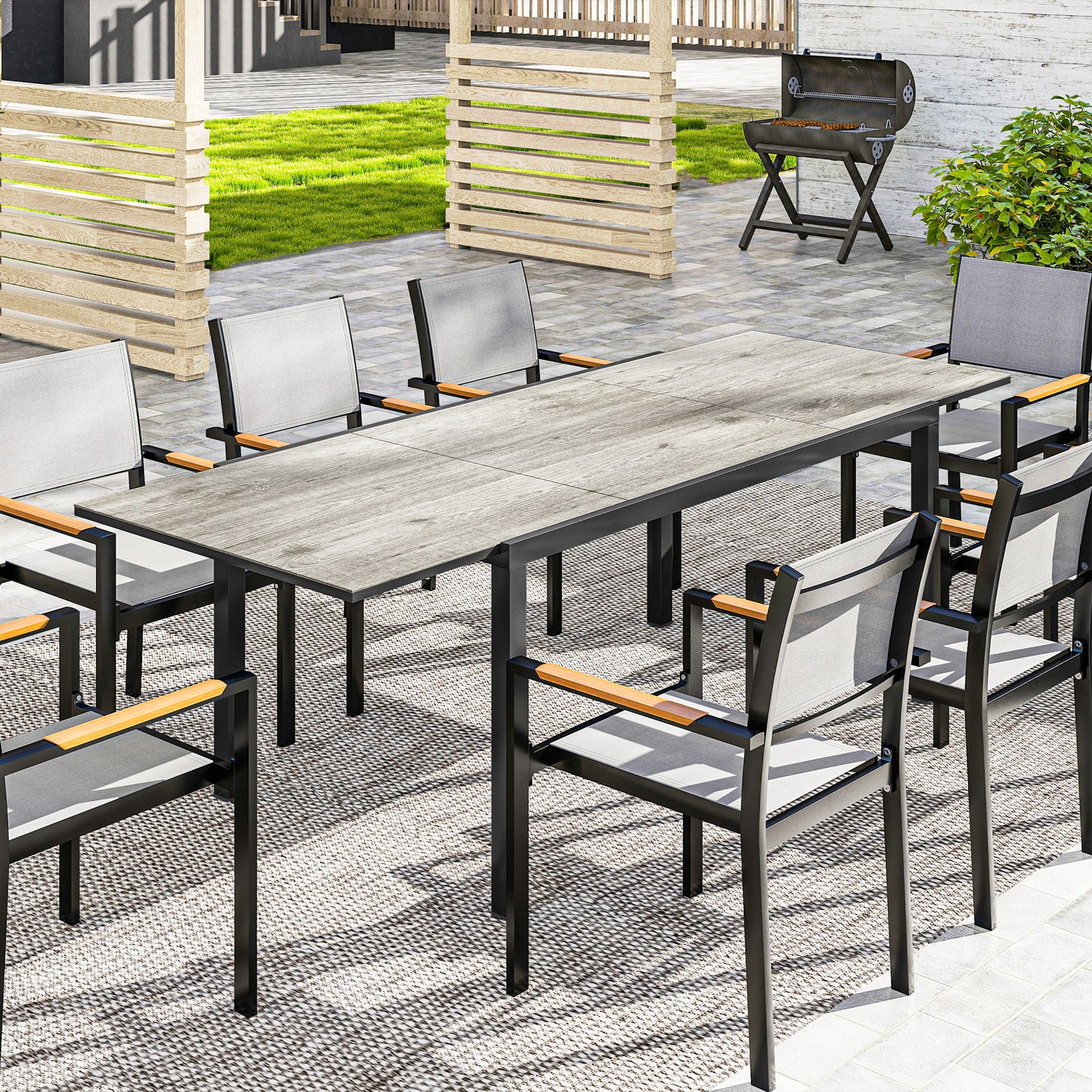 Extendable Patio Dining Table 63"-94.5" Grey-DECOROLALA