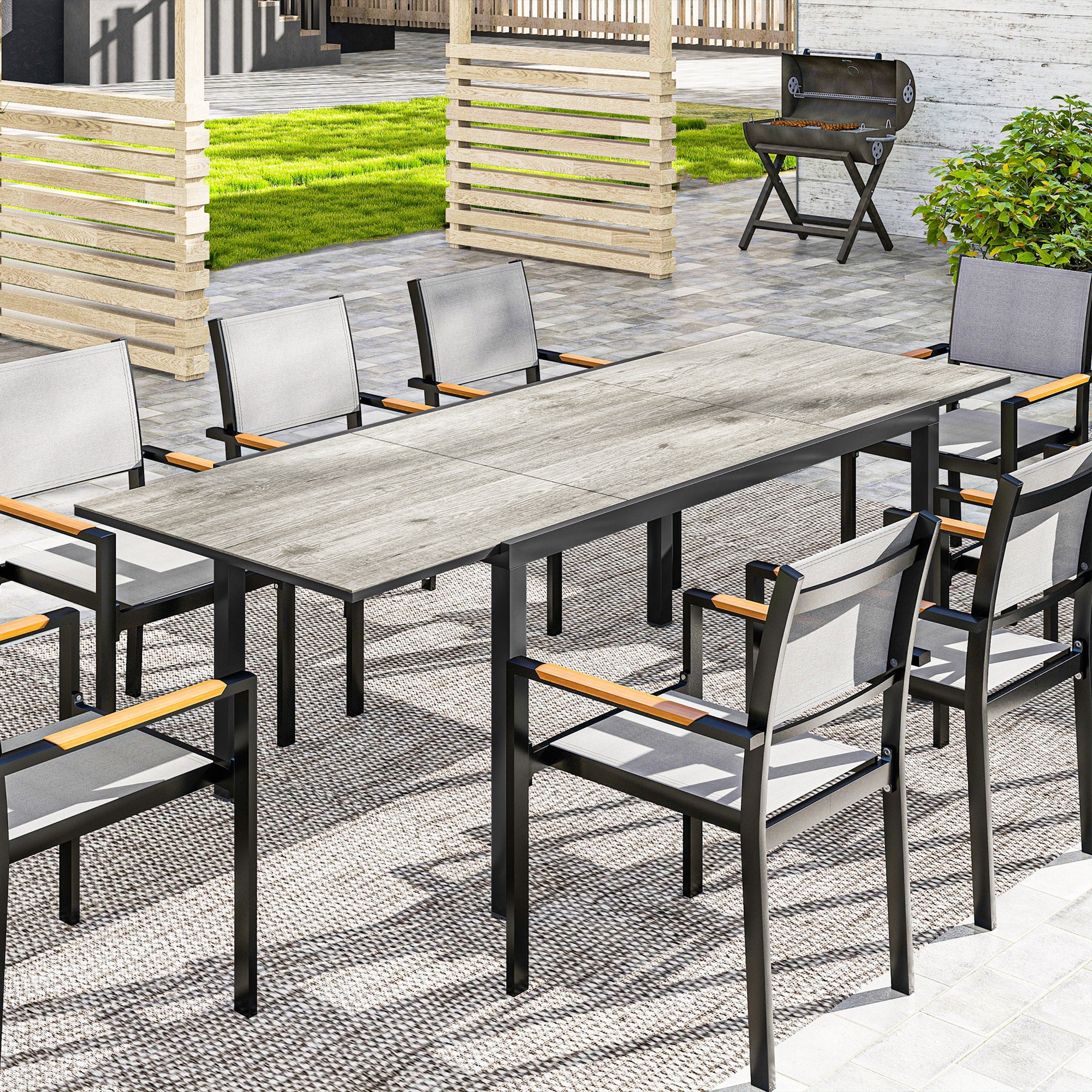 Extendable Patio Dining Table 63"-94.5" Grey-DECOROLALA
