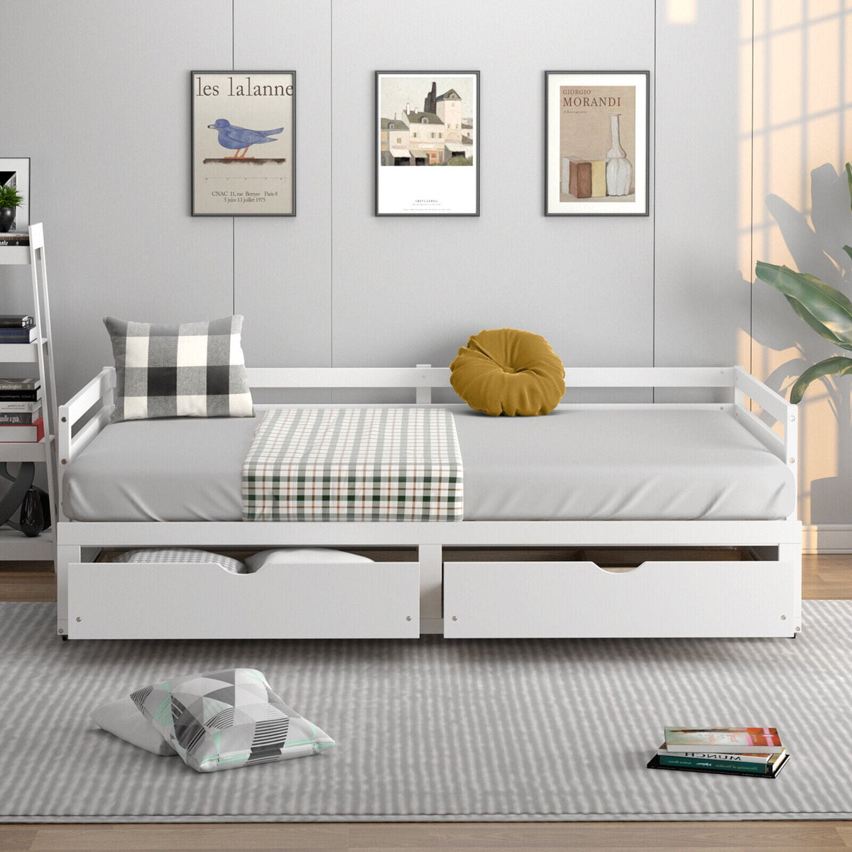 Extendable Twin to King Daybed with Trundle and 2 Storage Drawers-Trundle Bed Frame-DECOROLALA