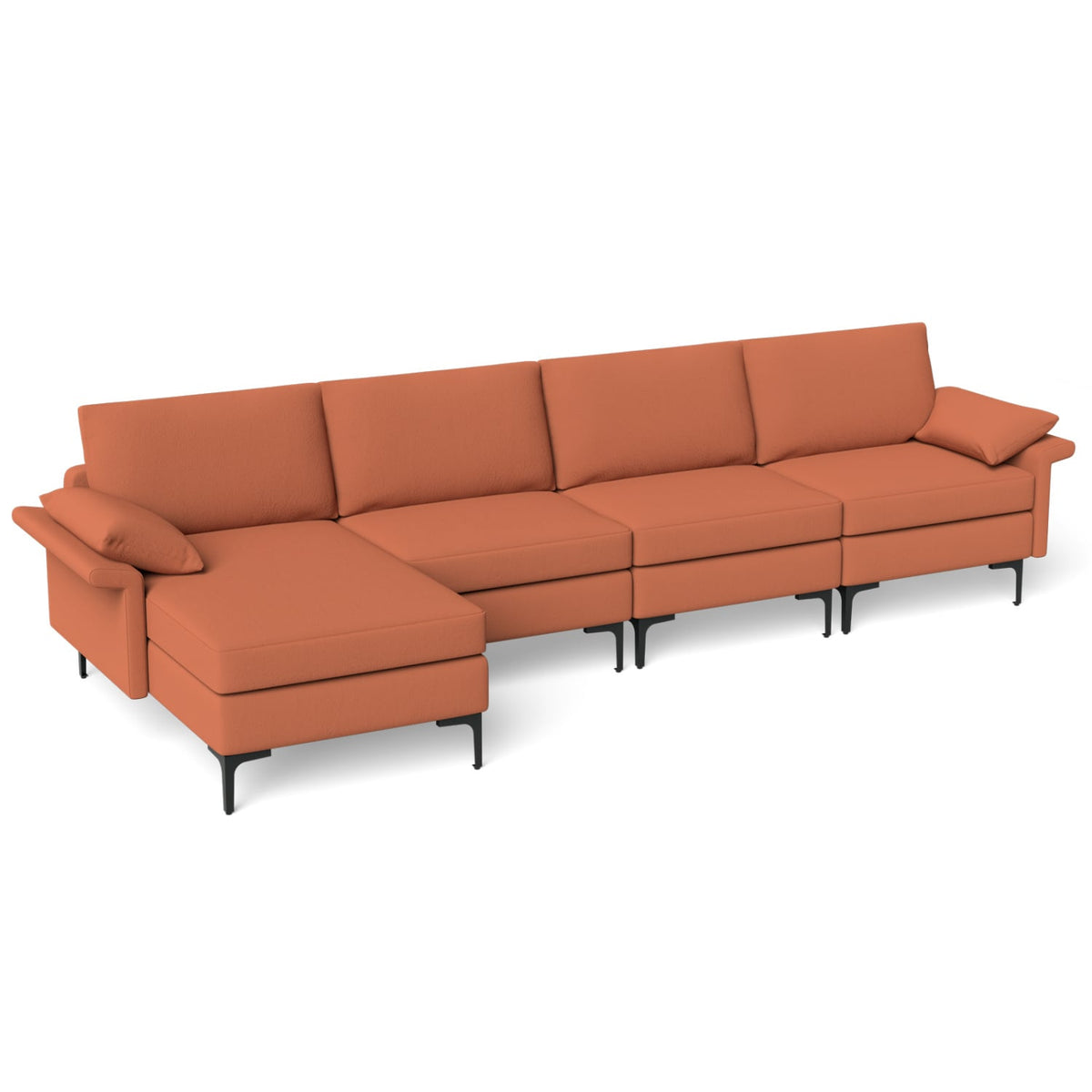 Extra Large L-Shaped Sectional Sofa with Reversible Chaise - Rust Red-Sofas & Loveseats-DECOROLALA