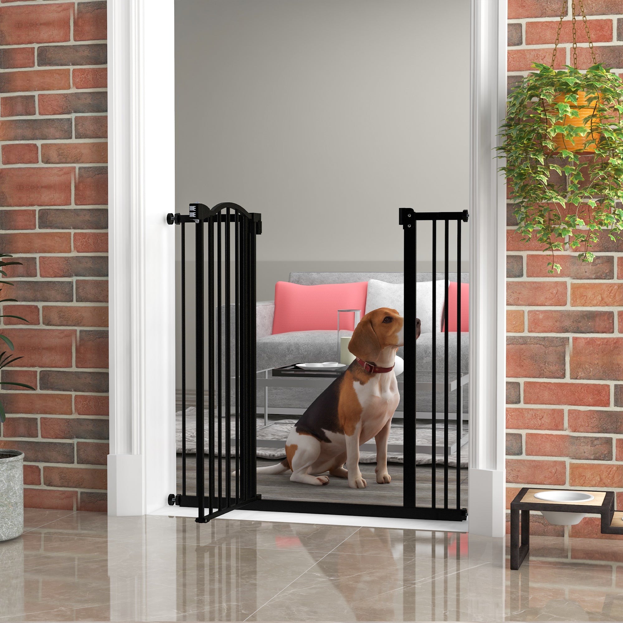 Extra Tall Dog Gate - Black 29"-39" Wide Pressure Fit Metal-Dogs-DECOROLALA