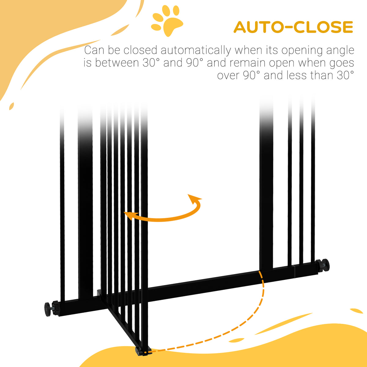 Extra Tall Dog Gate - Black Metal 29"-34"W x 37"H Auto Close-Dogs-DECOROLALA
