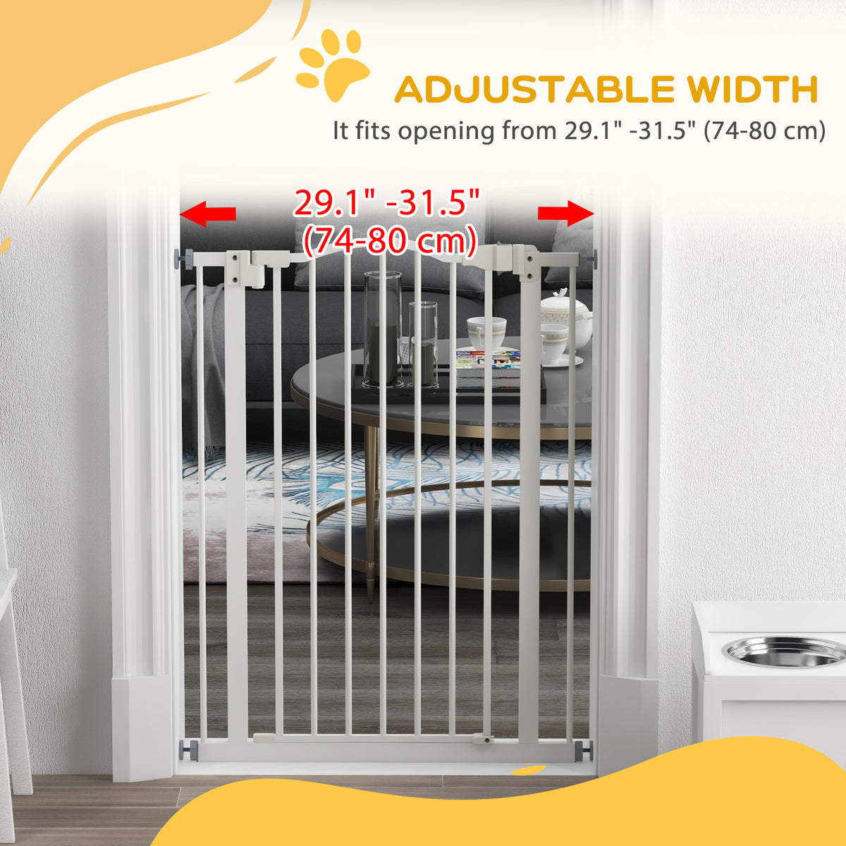 Extra Tall Dog Gate - White Metal 37"H Pressure Fit 29"-32"W-Dogs-DECOROLALA