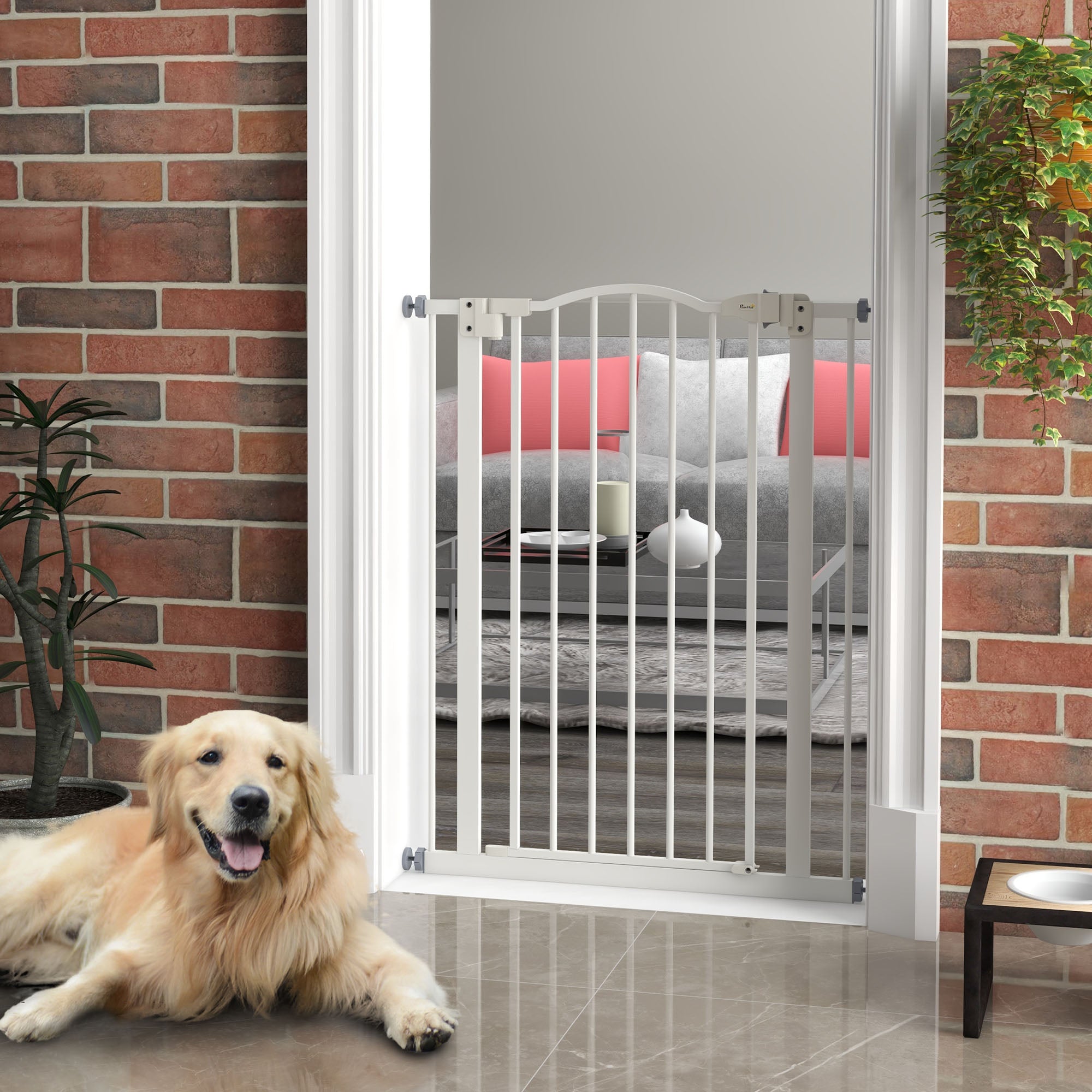 Extra Tall Dog Gate - White Metal 37"H Pressure Fit 29"-32"W-Dogs-DECOROLALA
