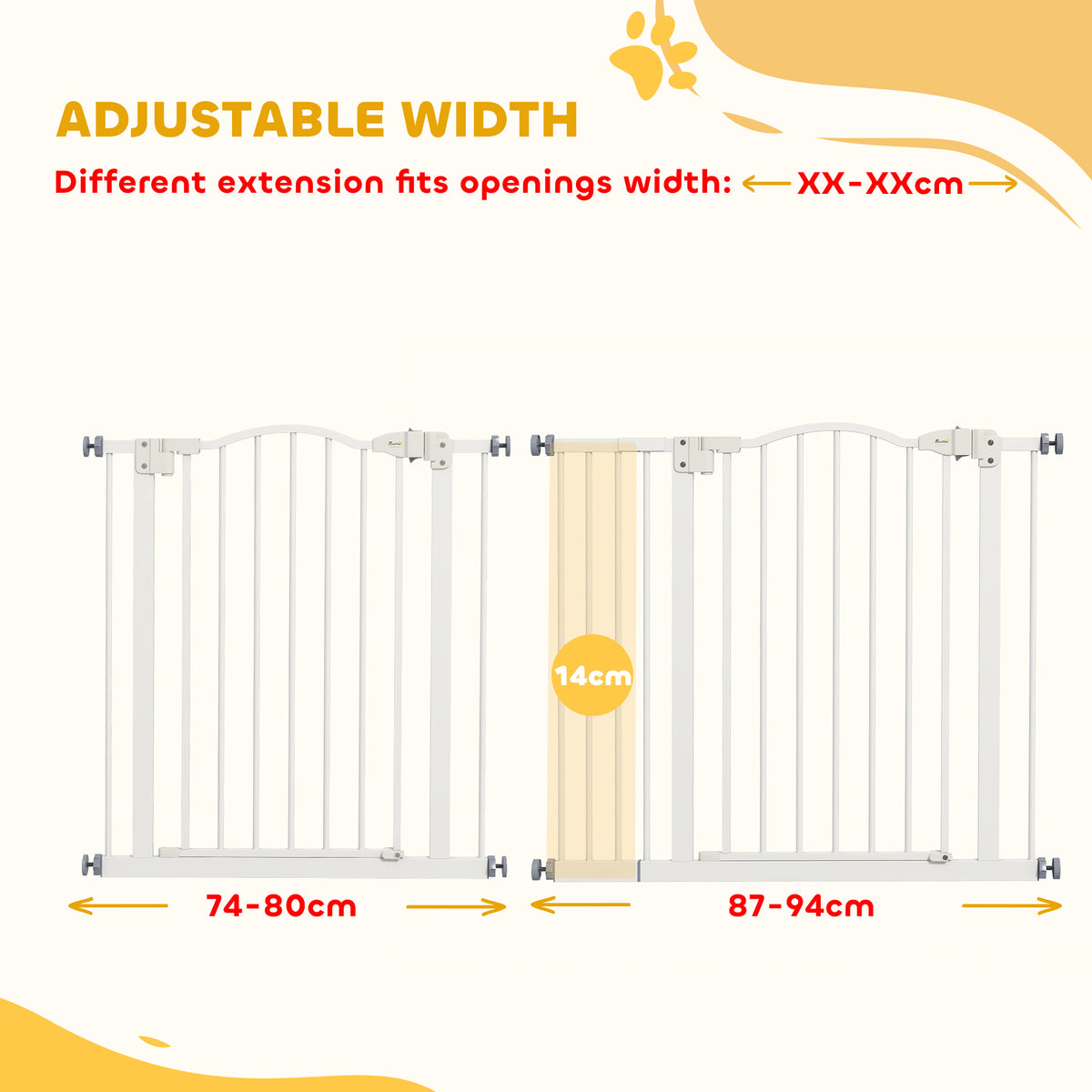 Extra Tall Dog Gate - White Pressure Fit Metal Pet Gate 29"-37" W-Dogs-DECOROLALA