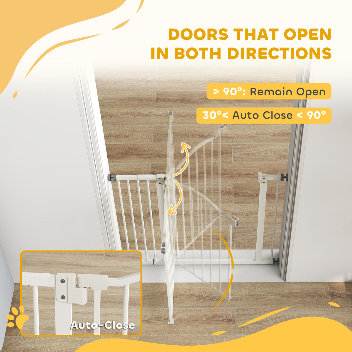 Extra Tall Dog Gate - White Pressure Fit Metal Pet Gate 29"-37" W-Dogs-DECOROLALA
