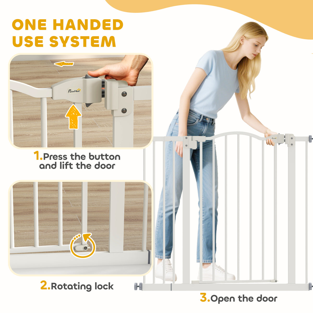Extra Tall Dog Gate - White Pressure Fit Metal Pet Gate 29"-37" W-Dogs-DECOROLALA