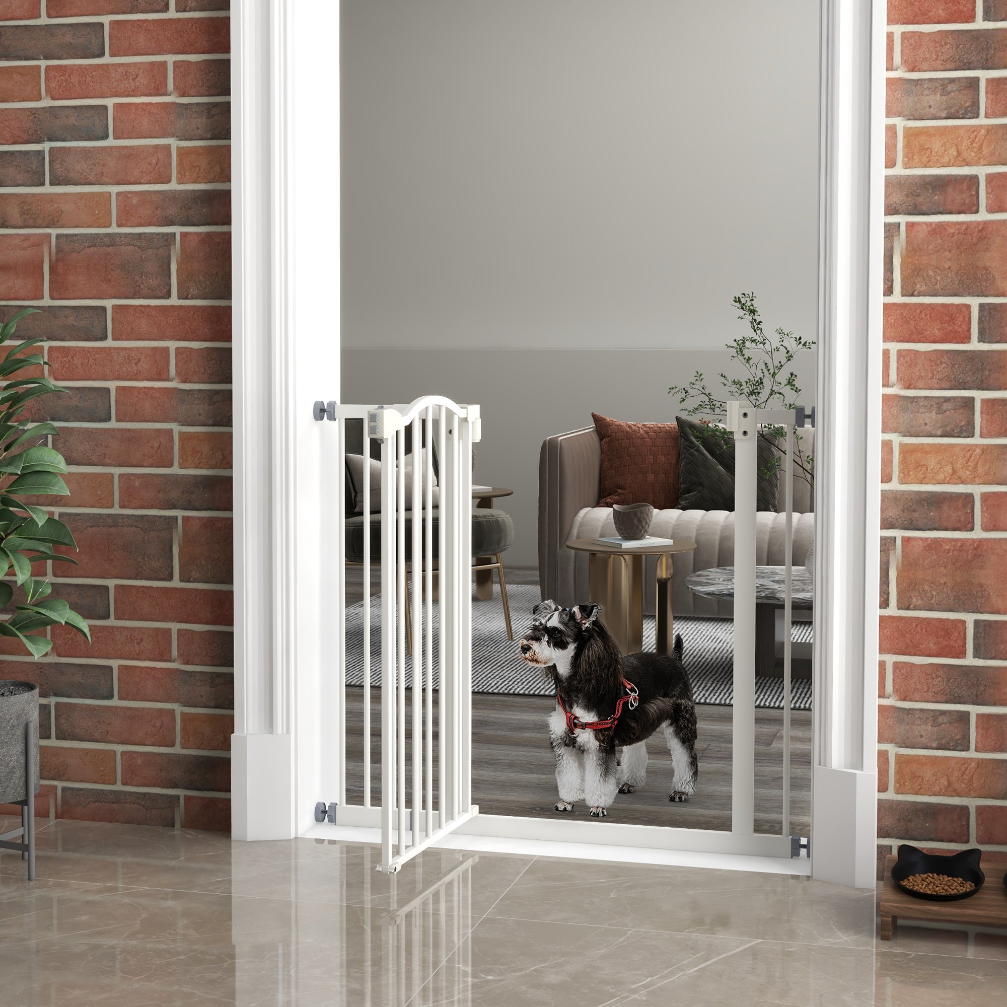 Extra Tall Dog Gate - White Pressure Fit Metal Pet Gate 29"-37" W-Dogs-DECOROLALA