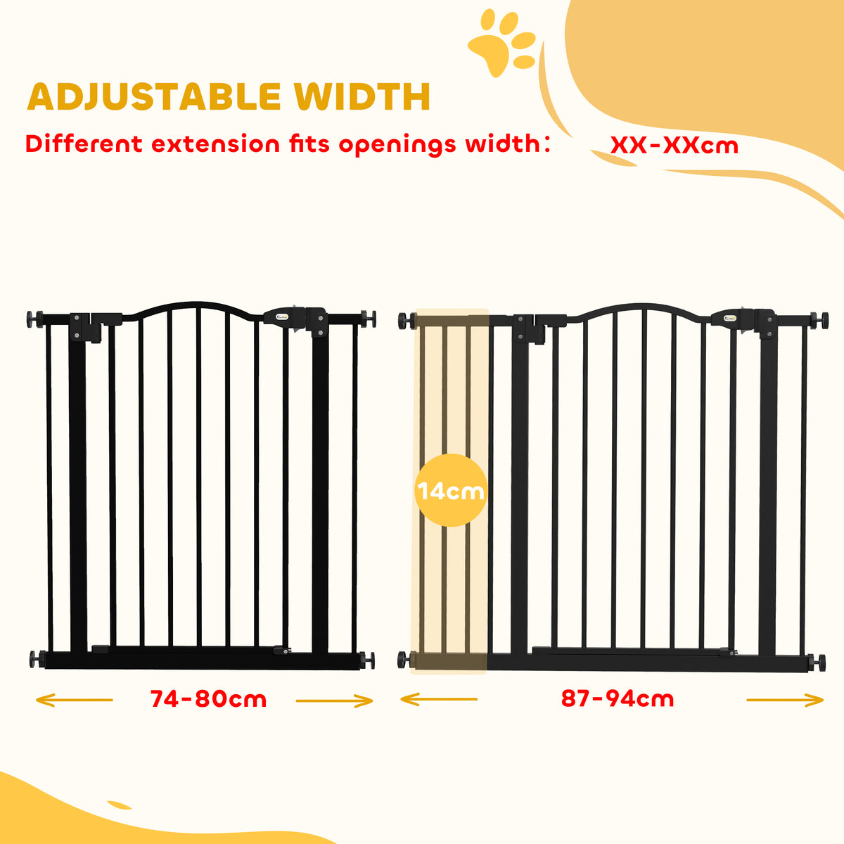 Extra Tall Dog Gate with Door - Black 29"-37" Pressure Fit-Dogs-DECOROLALA