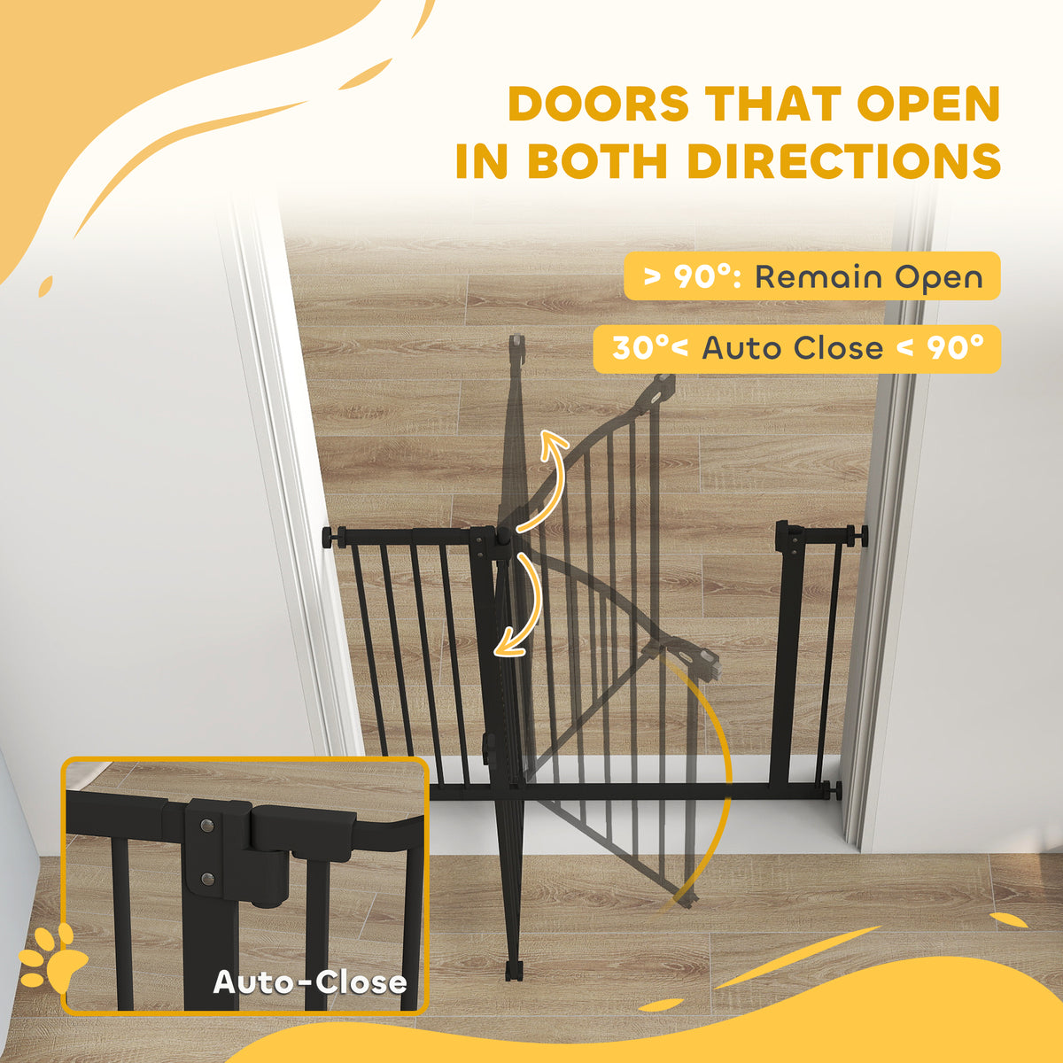 Extra Tall Dog Gate with Door - Black 29"-37" Pressure Fit-Dogs-DECOROLALA