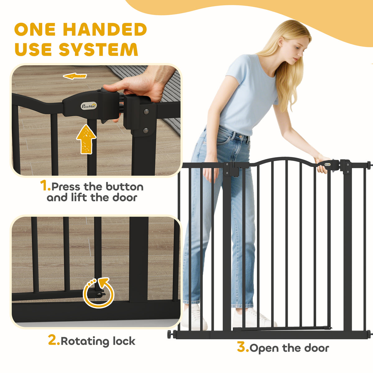 Extra Tall Dog Gate with Door - Black 29"-37" Pressure Fit-Dogs-DECOROLALA
