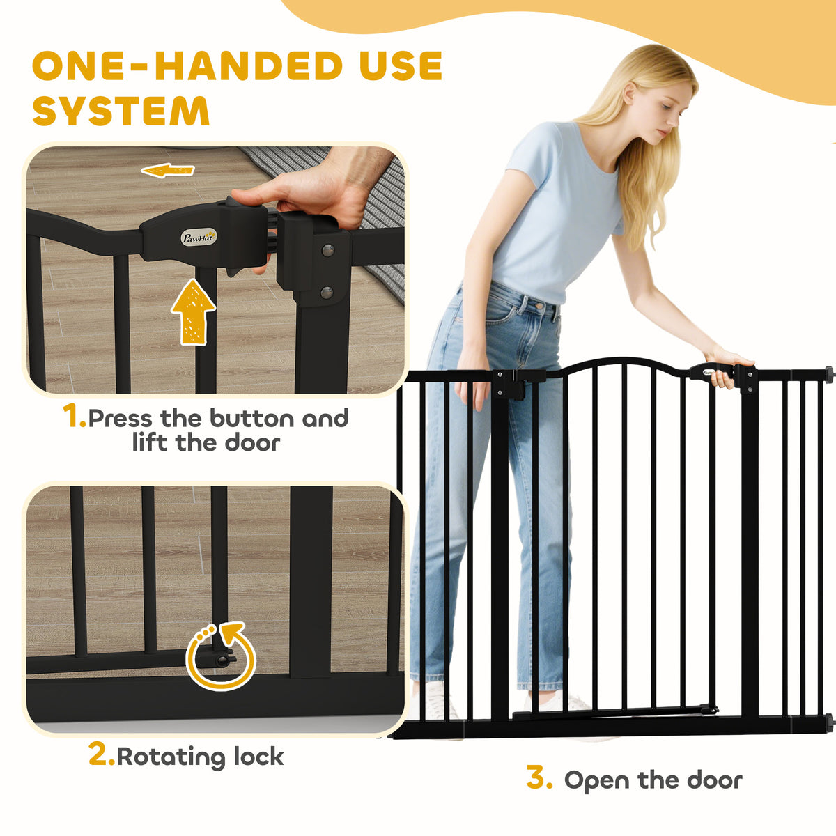 Extra Tall Dog Gate with Door - Black Metal 29"-39" Wide-Dogs-DECOROLALA